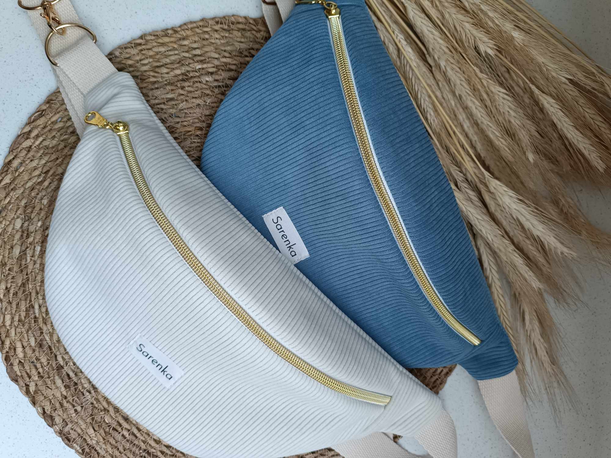 Sac Banane - Velours - Les unies - Ivoire ou Bleu jeans