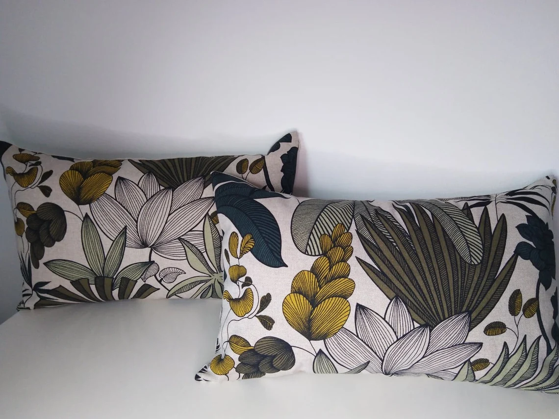 Housse de coussin jungle vert