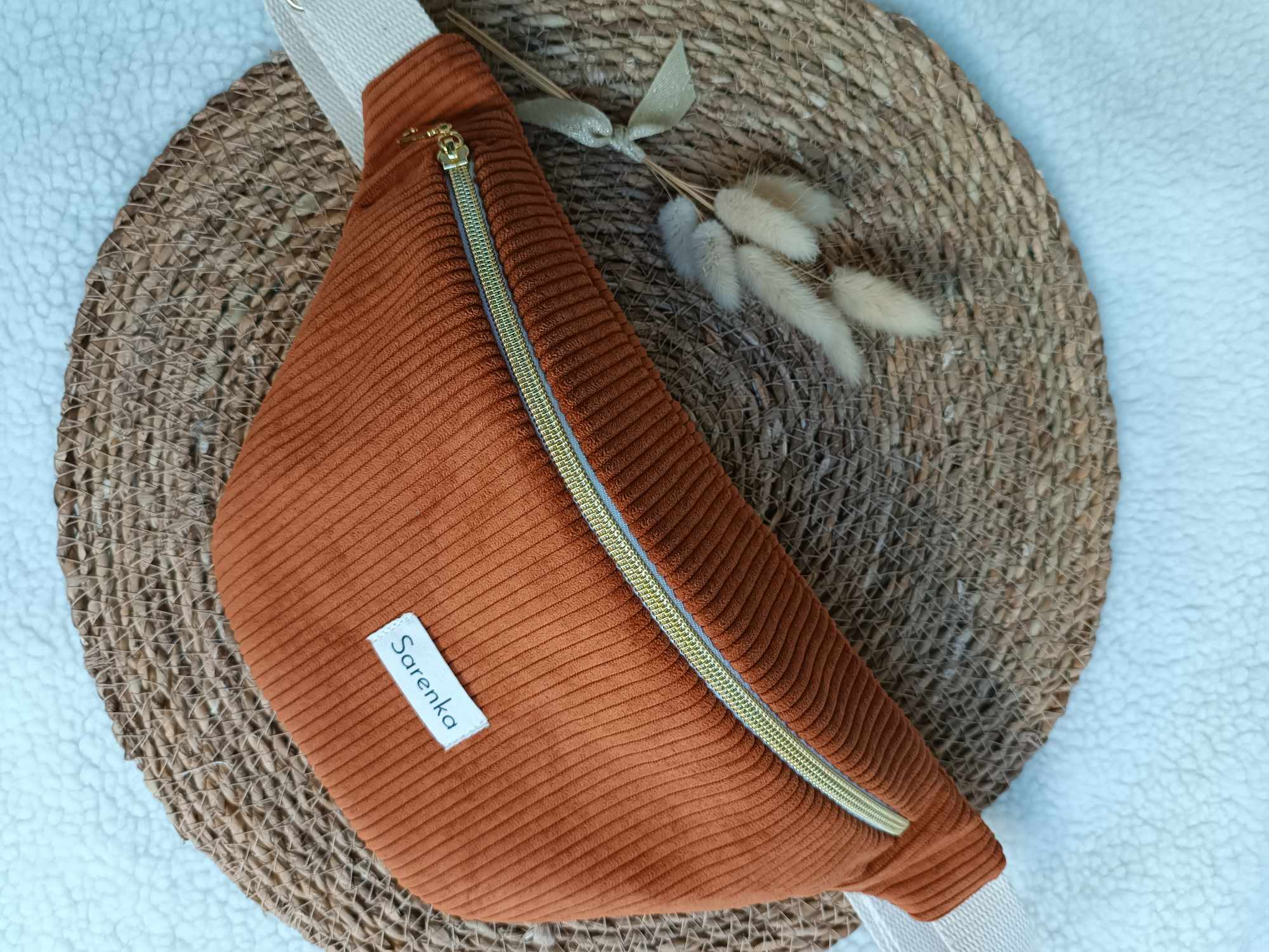 Sac Banane - Velours - Les unies - rouille