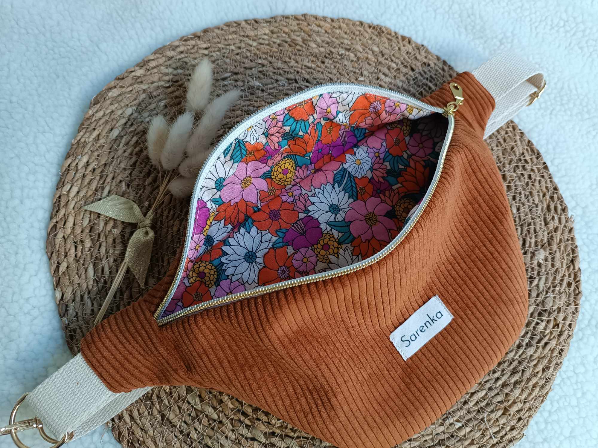 Sac Banane - Velours - Les unies - rouille