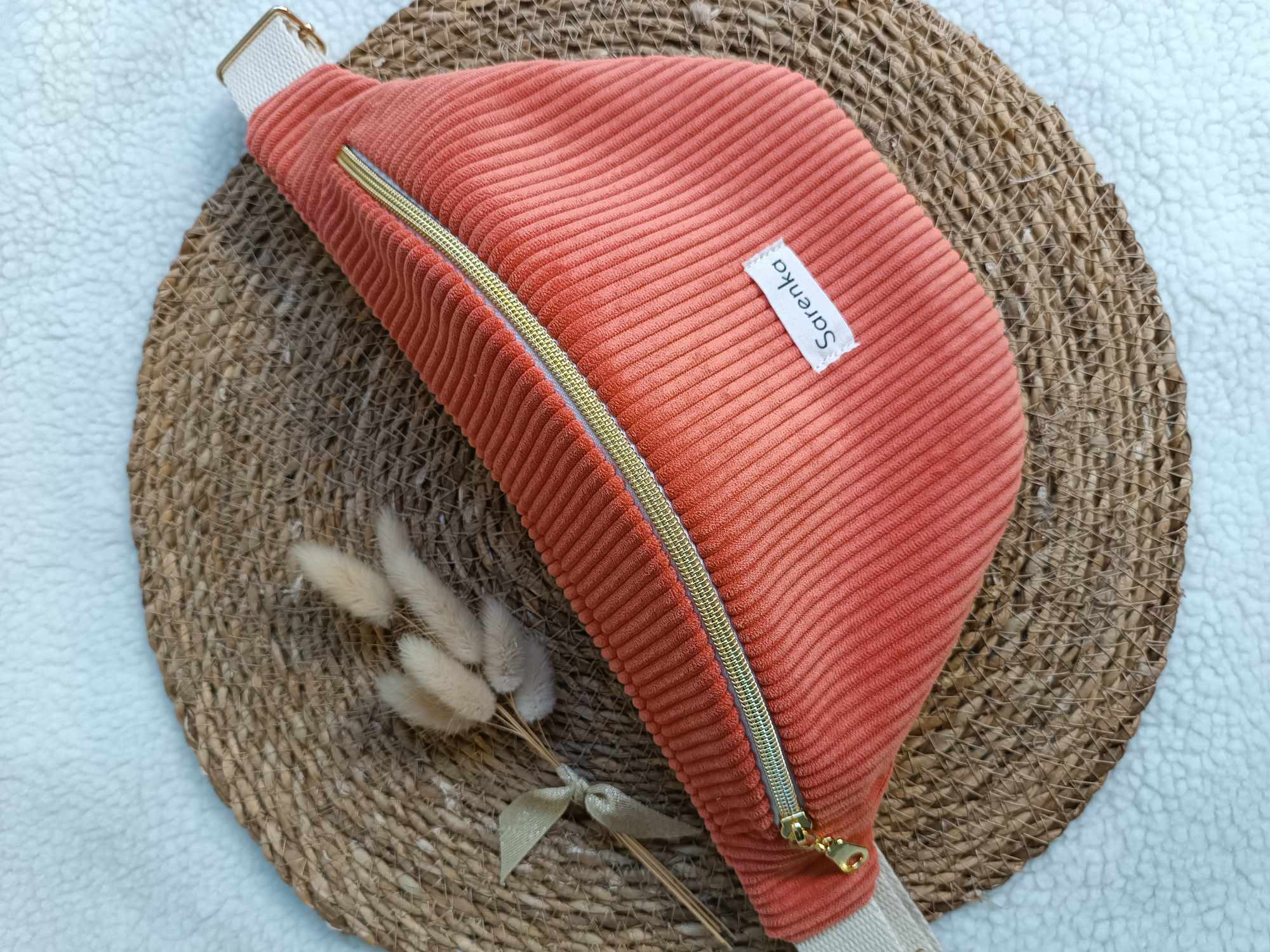 Sac Banane - Velours - Les unies - Corail