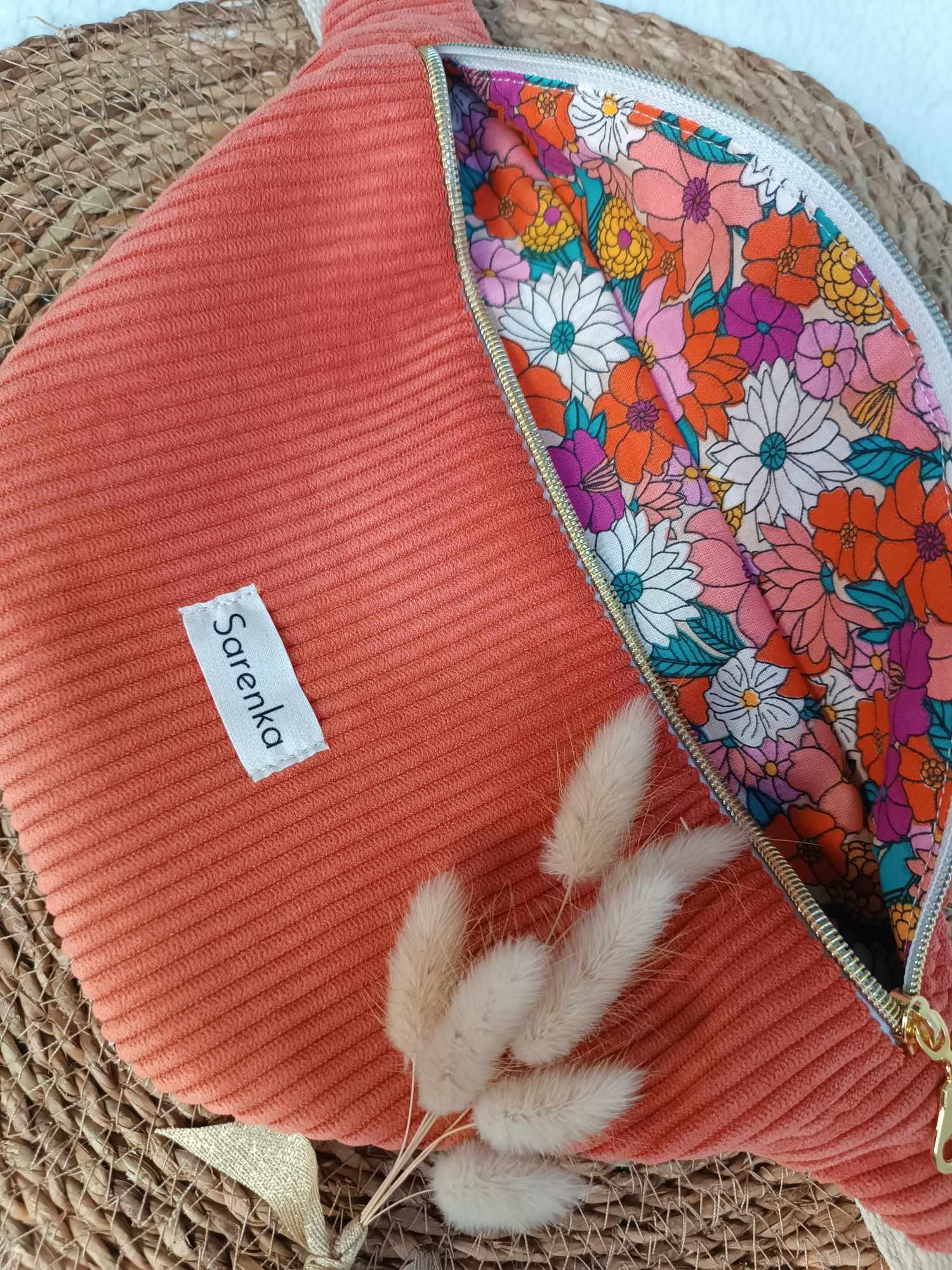 Sac Banane - Velours - Les unies - Corail