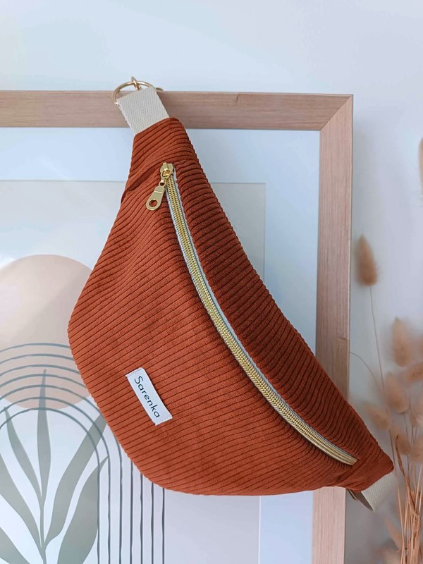 Sac Banane - Velours - Les unies - rouille