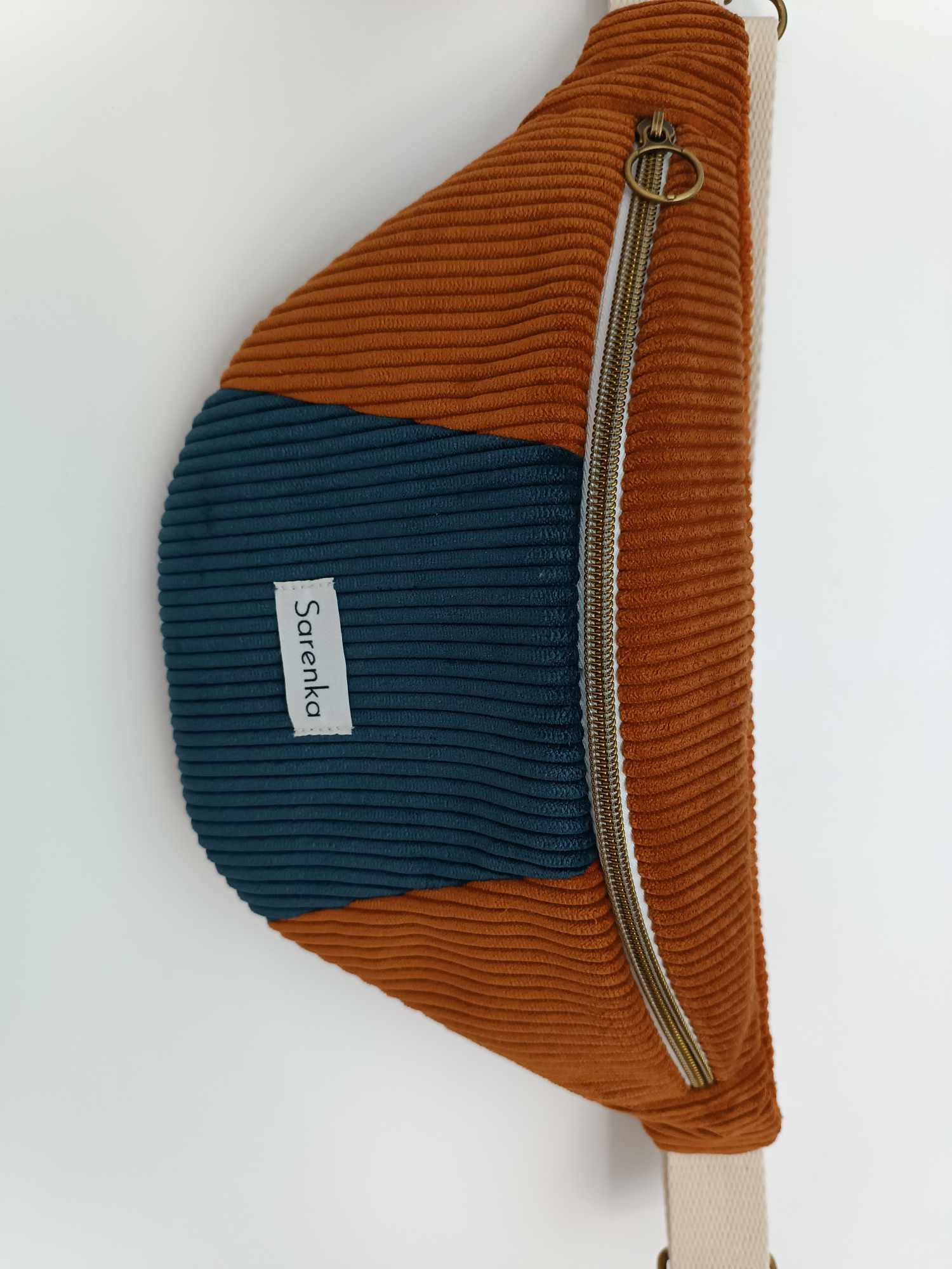 Sac Banane - Velours - La Triptyque Rouille et marine 