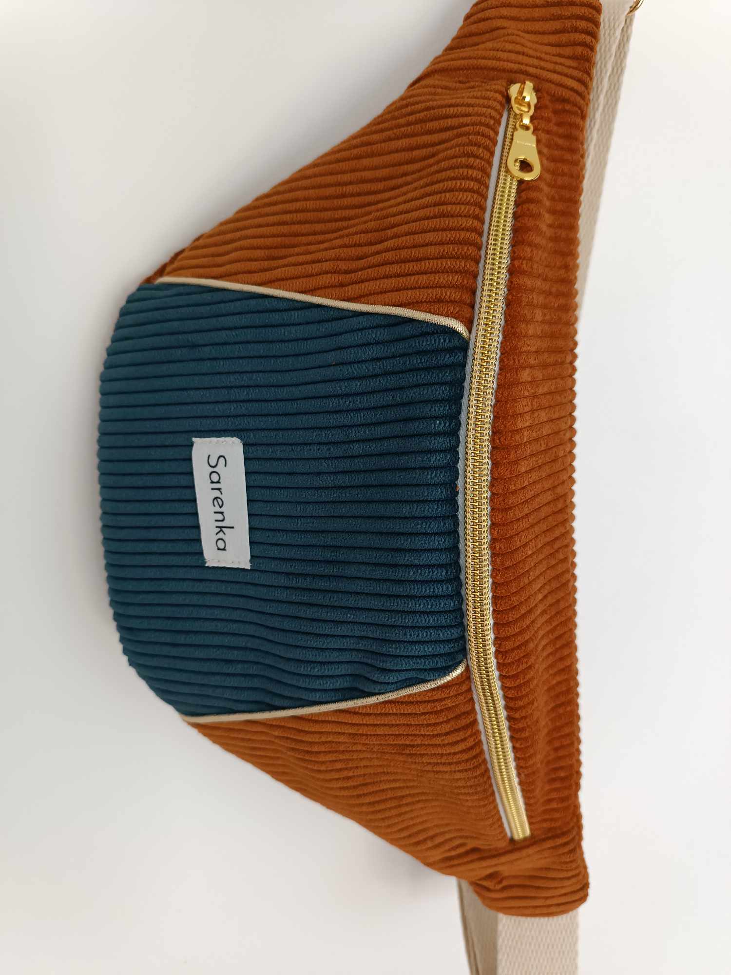 Sac Banane - Velours - La Triptyque Rouille et marine 