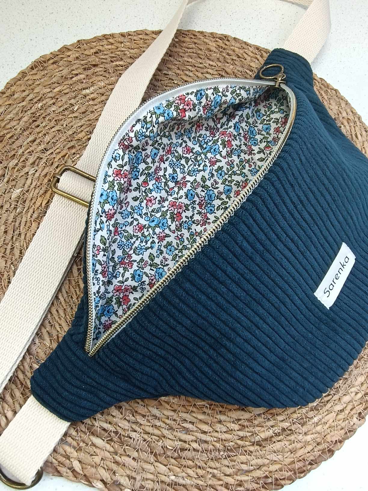 Sac Banane - Velours - Les unies - Navy Léonie