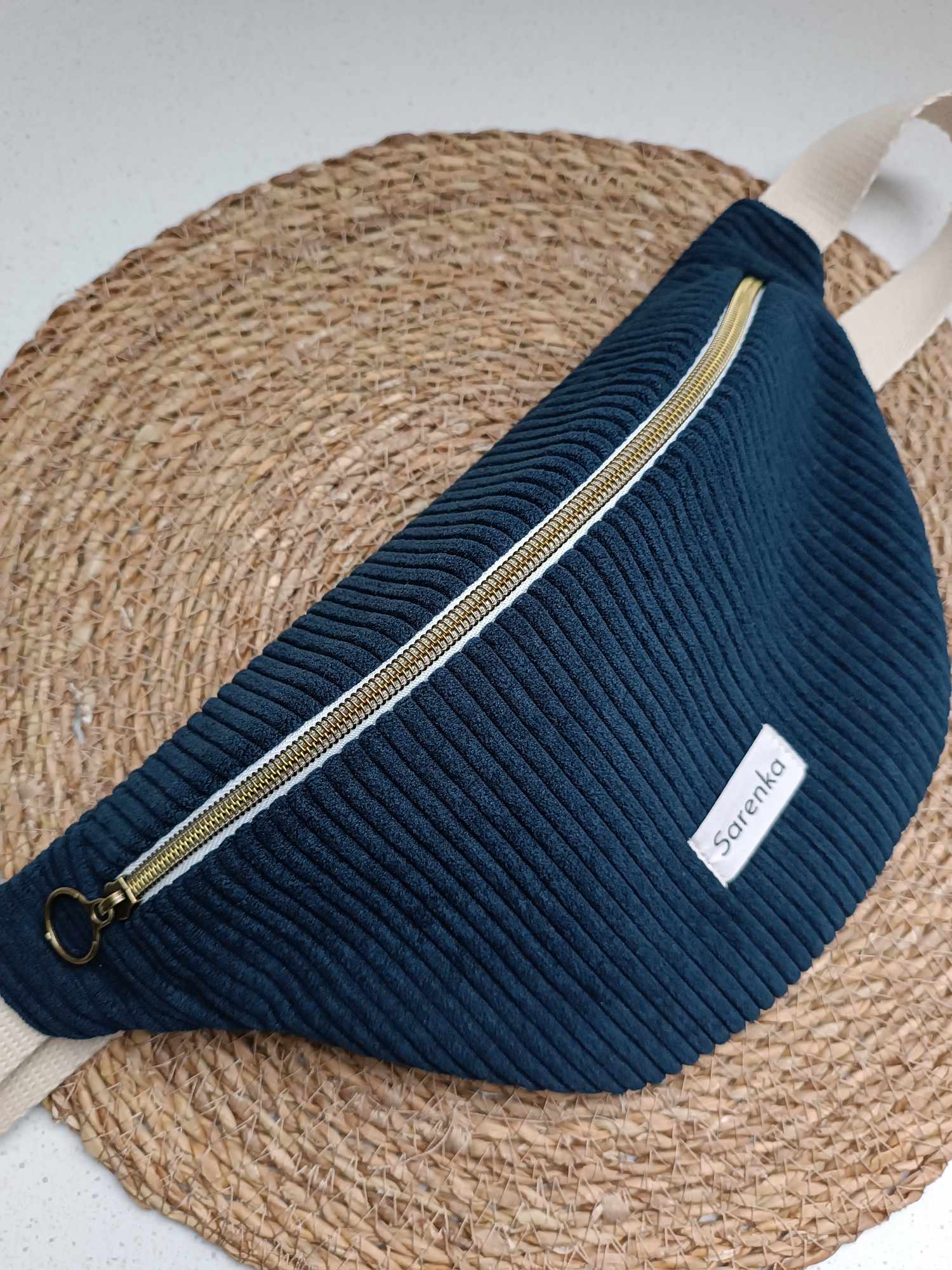 Sac Banane - Velours - Les unies - Navy Léonie