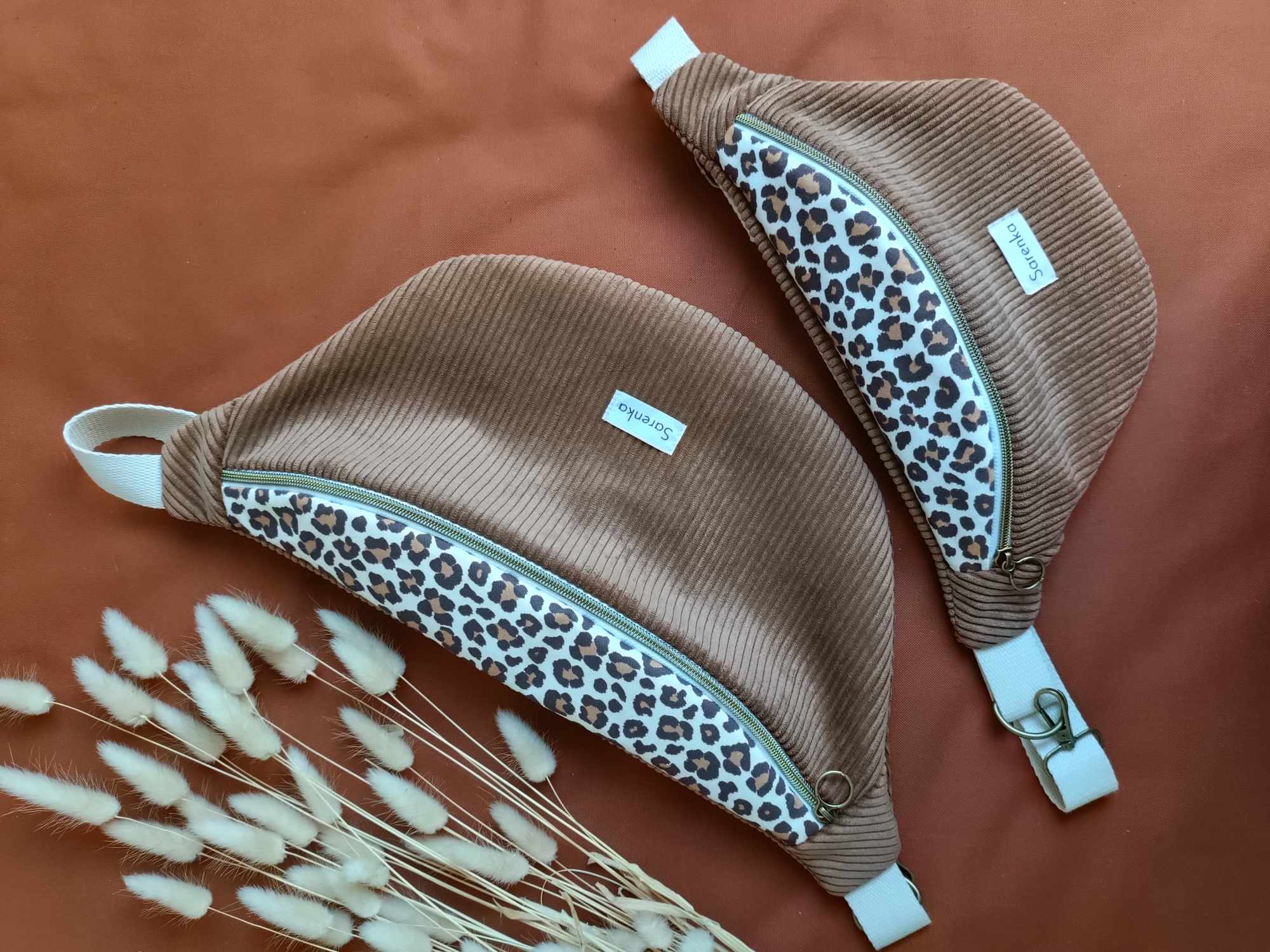 Sac Banane XL Léopard et velours côtelé