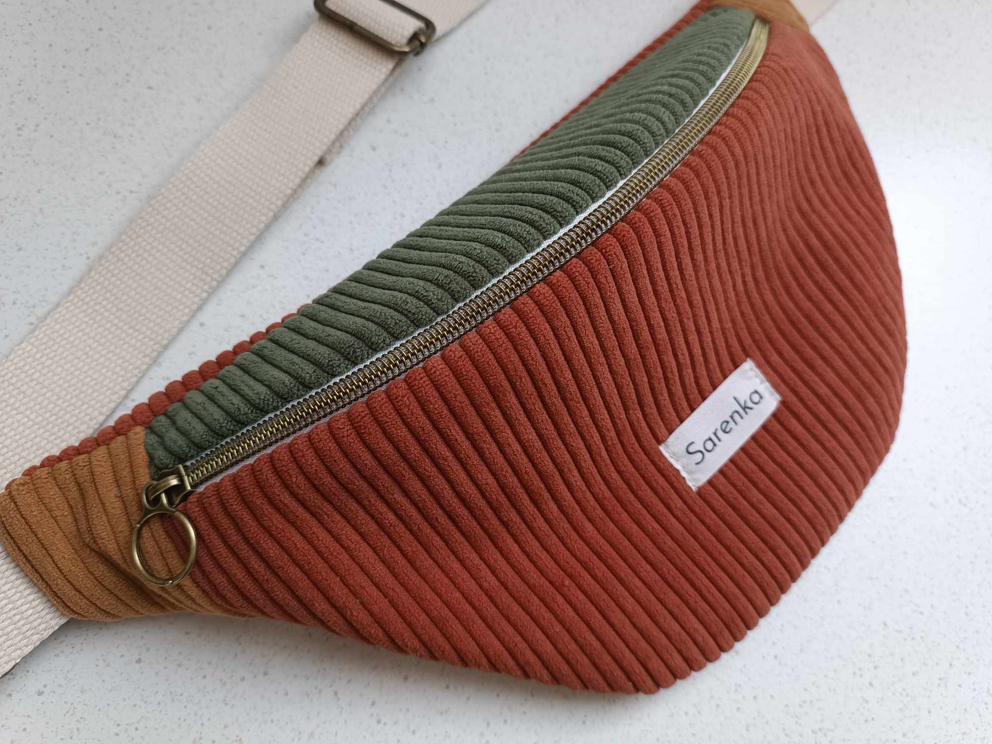 Sac Banane - Velours - Trio de couleurs - Citrouille