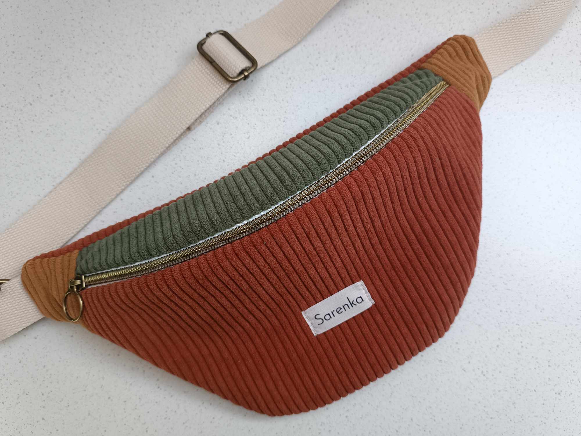 Sac Banane - Velours - Trio de couleurs - Citrouille