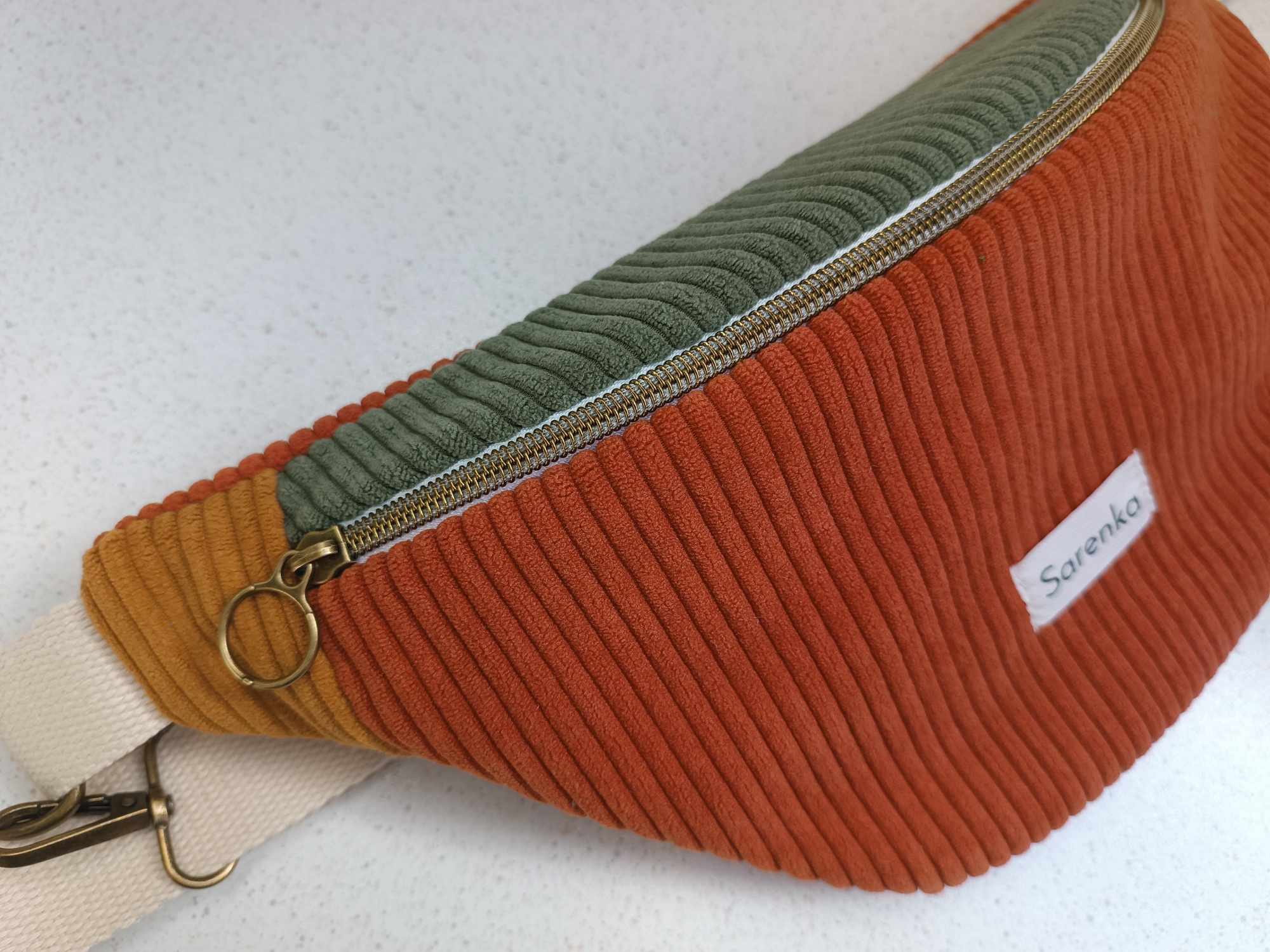 Sac Banane - Velours - Trio de couleurs - Citrouille