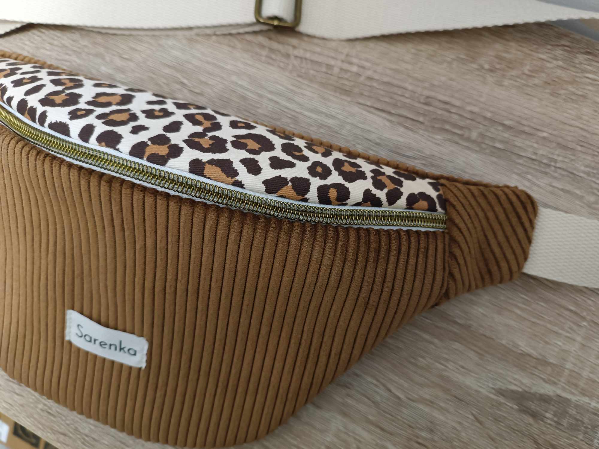 Sac Banane XL Léopard et velours côtelé