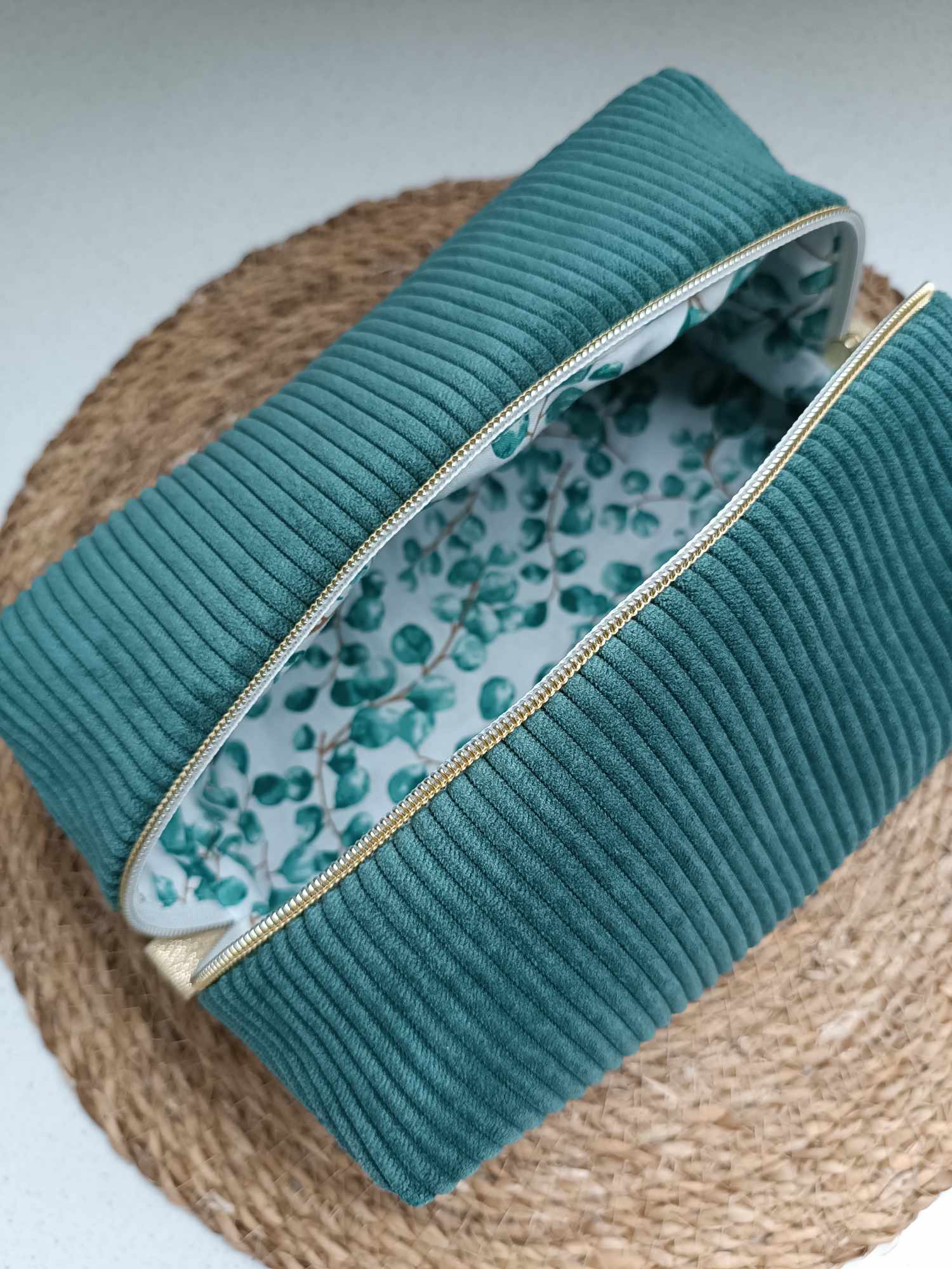 Trousse de toilette en velours côtelé - Menthe