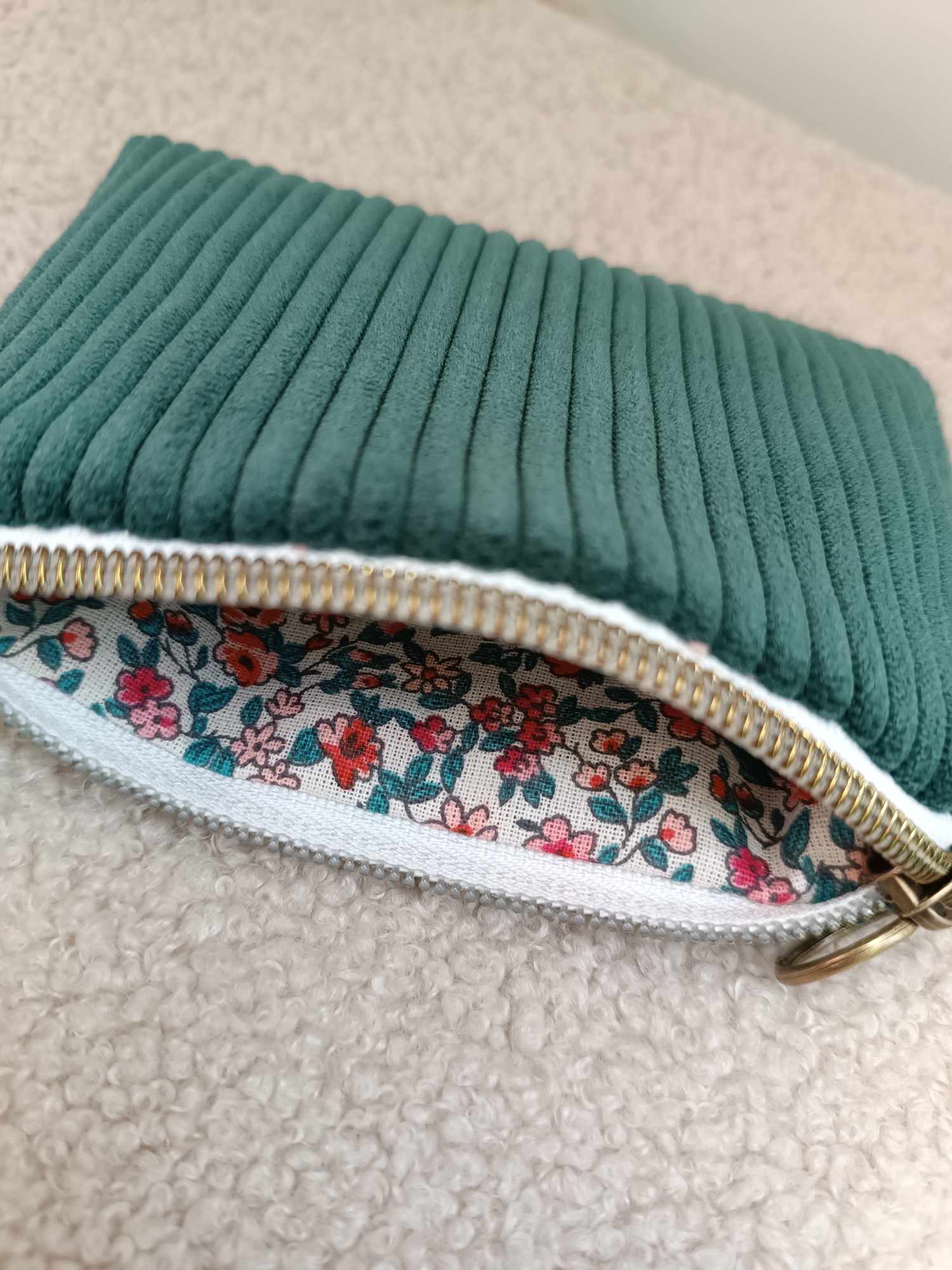 Porte-monnaie en velours côtelé uni