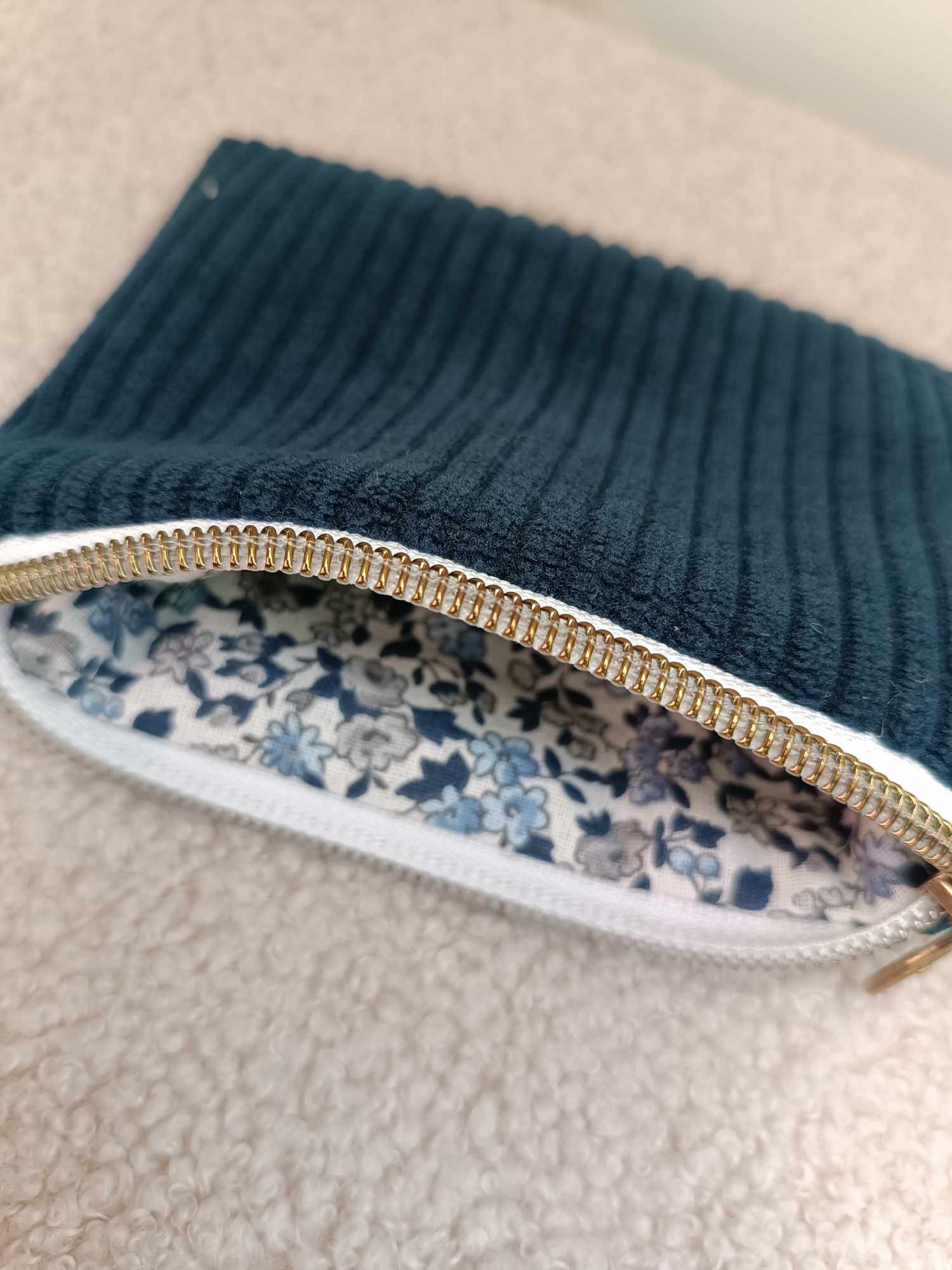 Porte-monnaie en velours côtelé uni