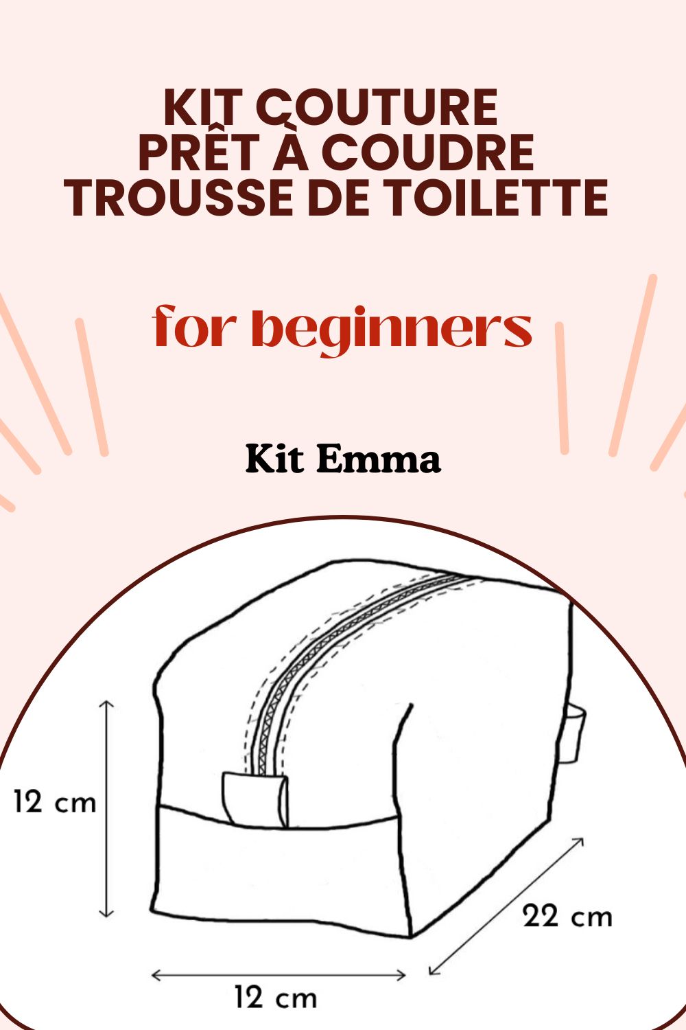 Kit couture Prêt à coudre Trousse de toilette en velours côtelé personnalisable.