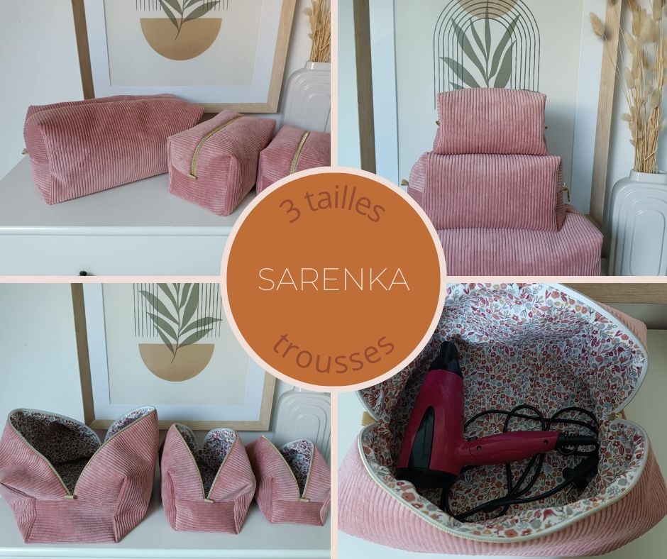 Trousse de toilette en velours côtelé personnalisée Trousse grand format