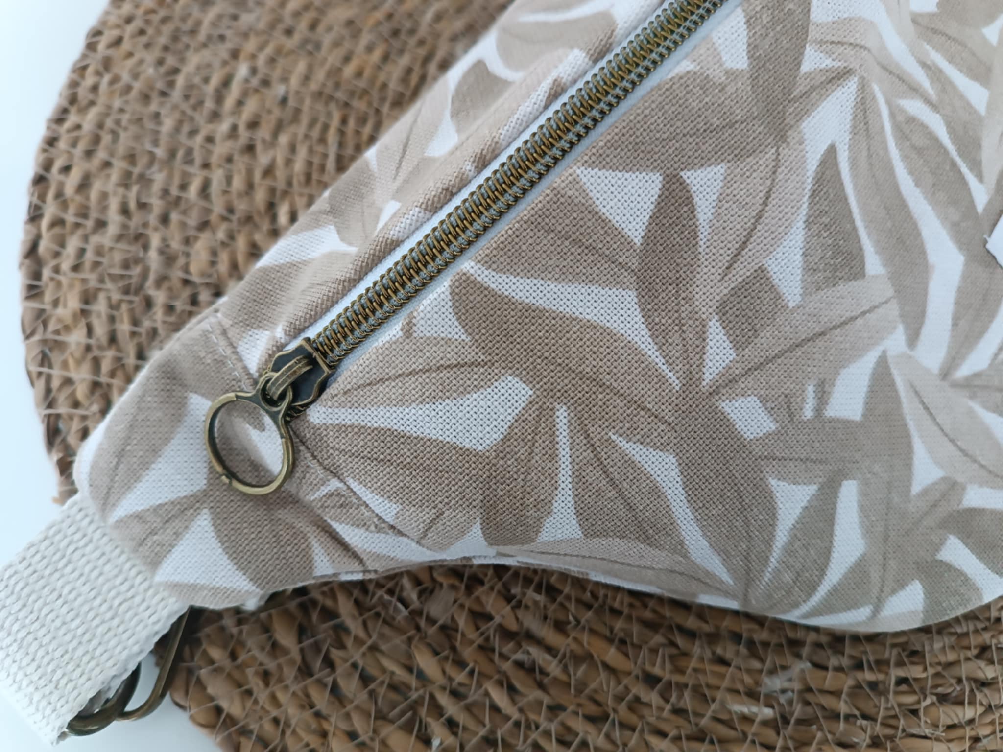 Sac banane coton motif feuille bambou