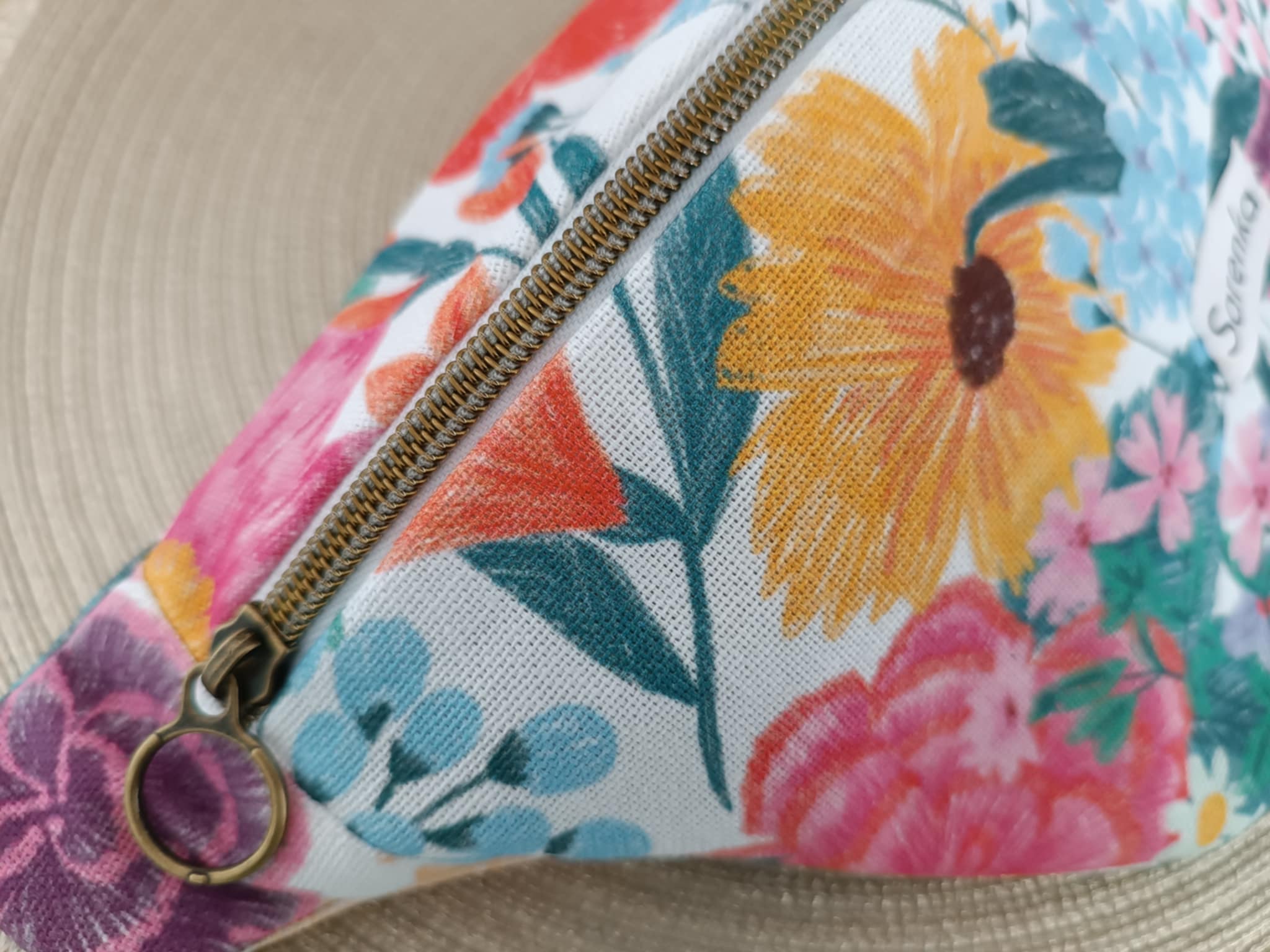Sac banane coton fleuri retro