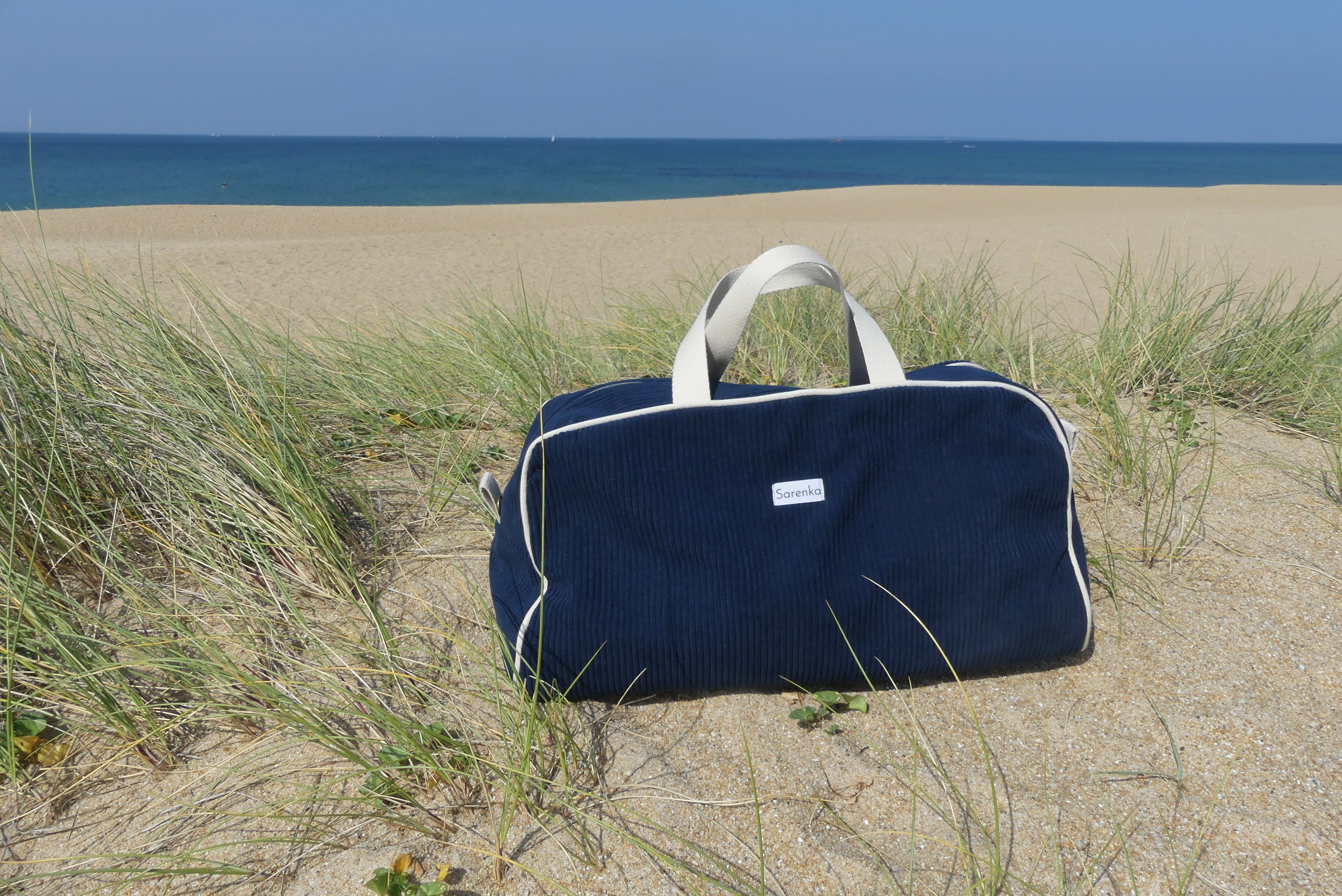 Sac weekend 48h - velours côtelé bleu marine