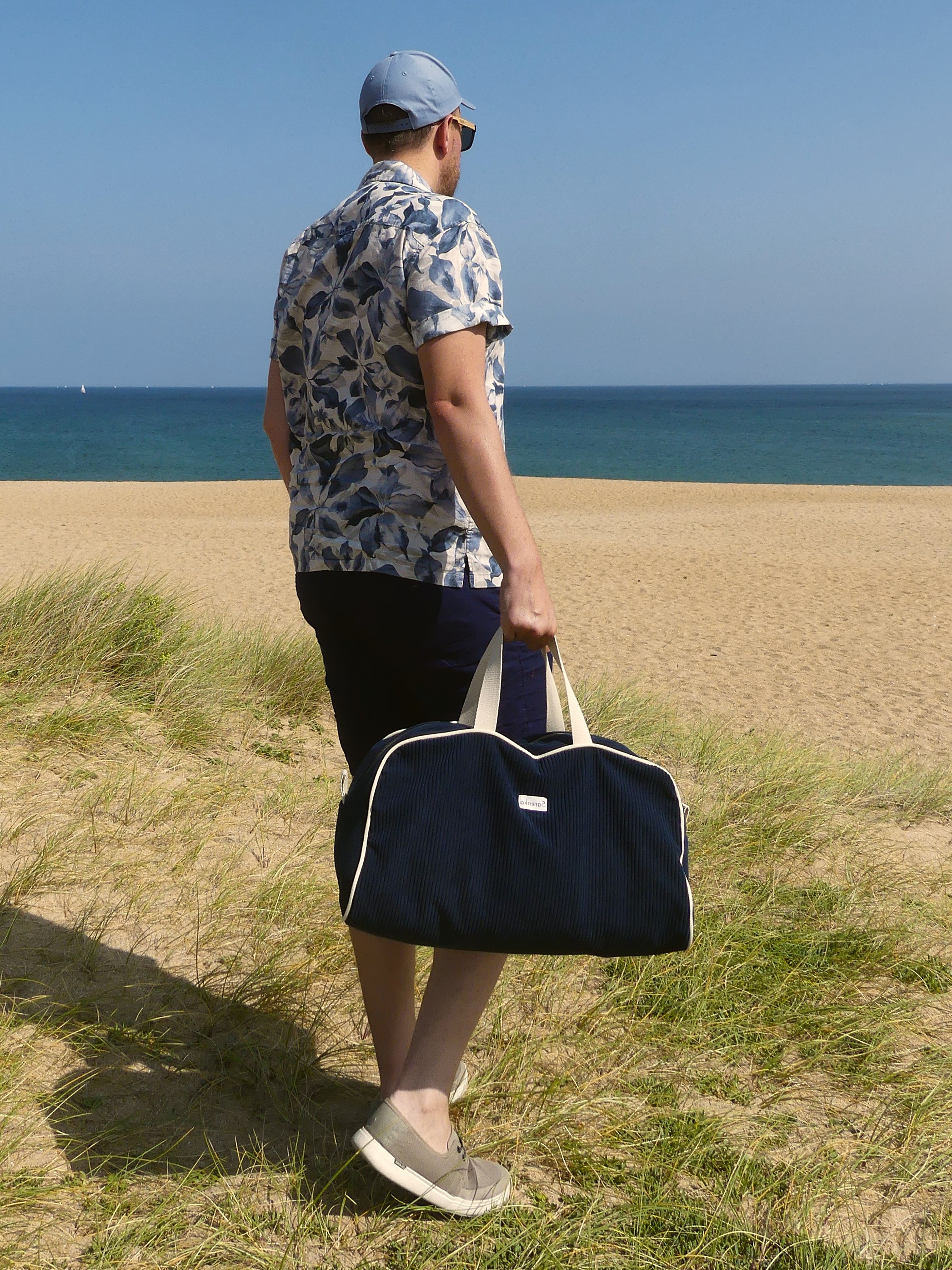 Sac weekend 48h - velours côtelé bleu marine