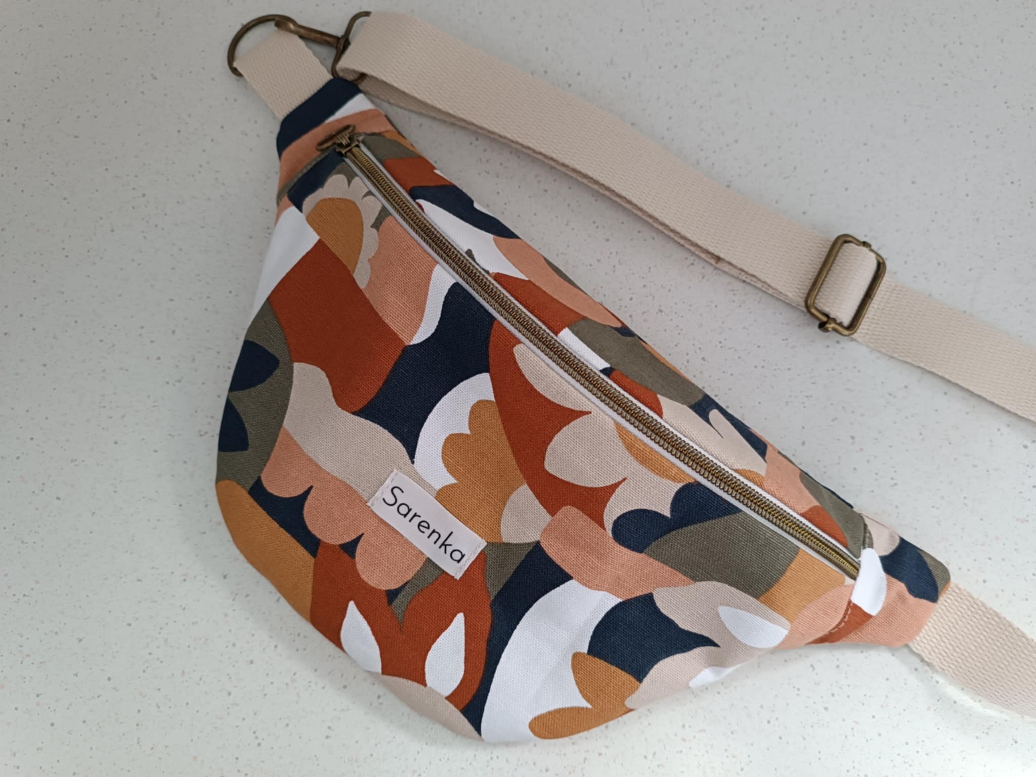 Sac banane toile de coton abstrait