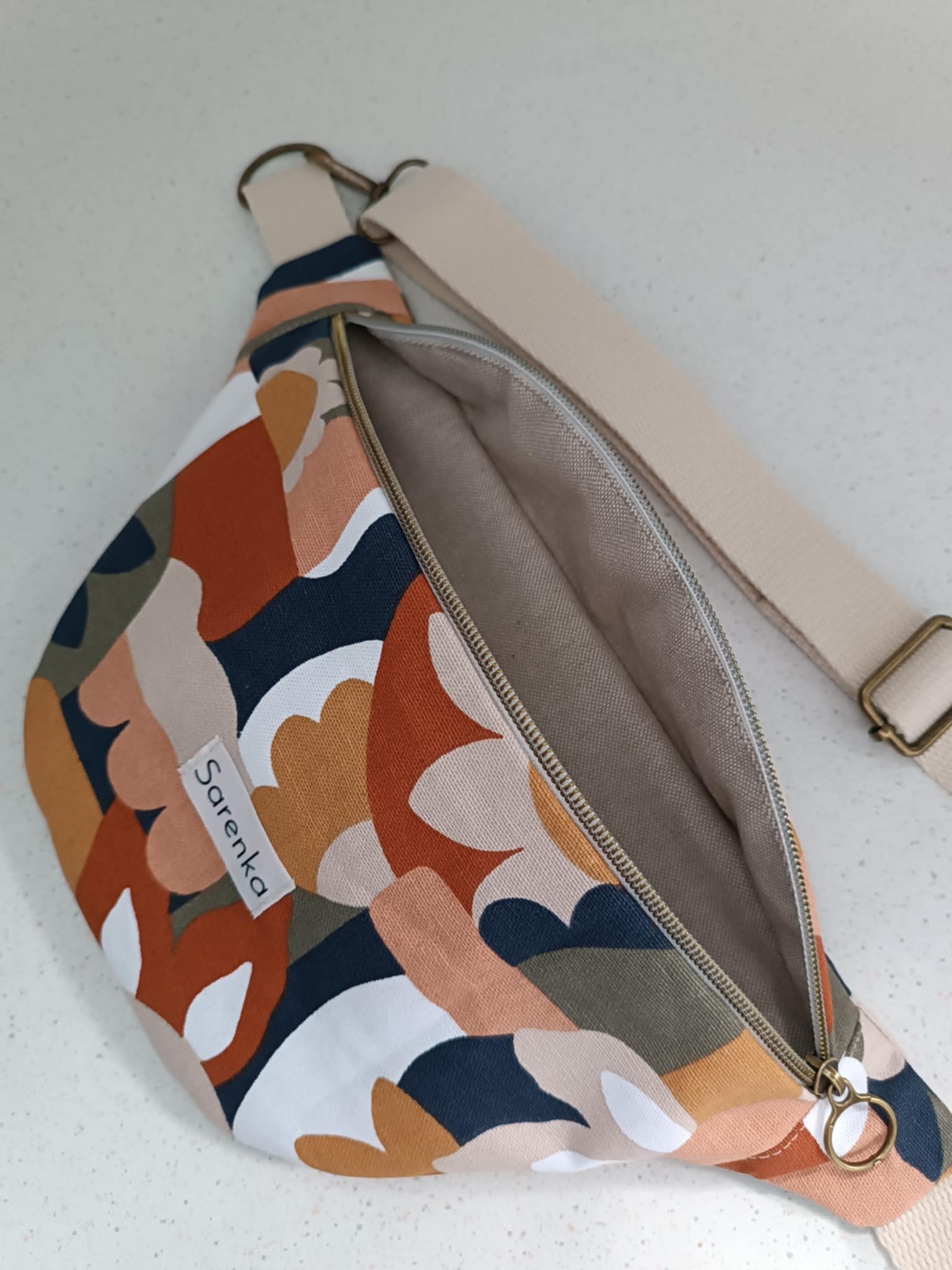 Sac banane toile de coton abstrait