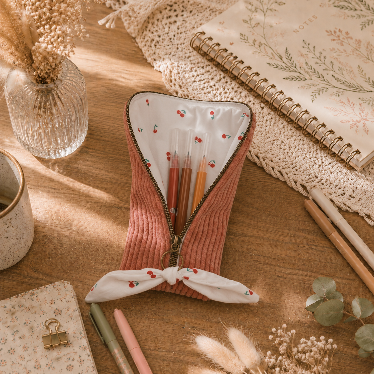 Trousse d'école personnalisée en velours côtelé 