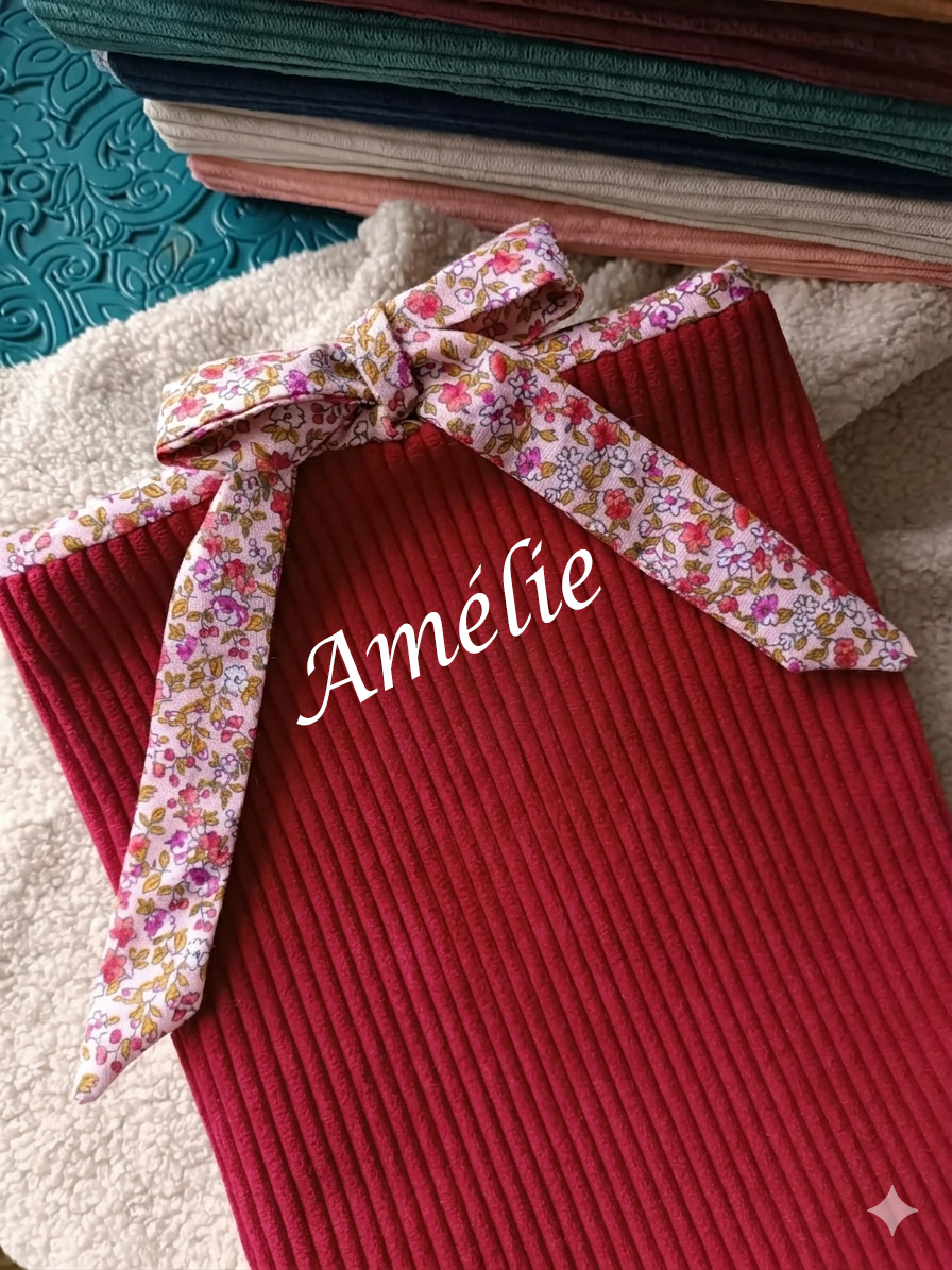 Pochette livre - velours côtelé - poche et broché