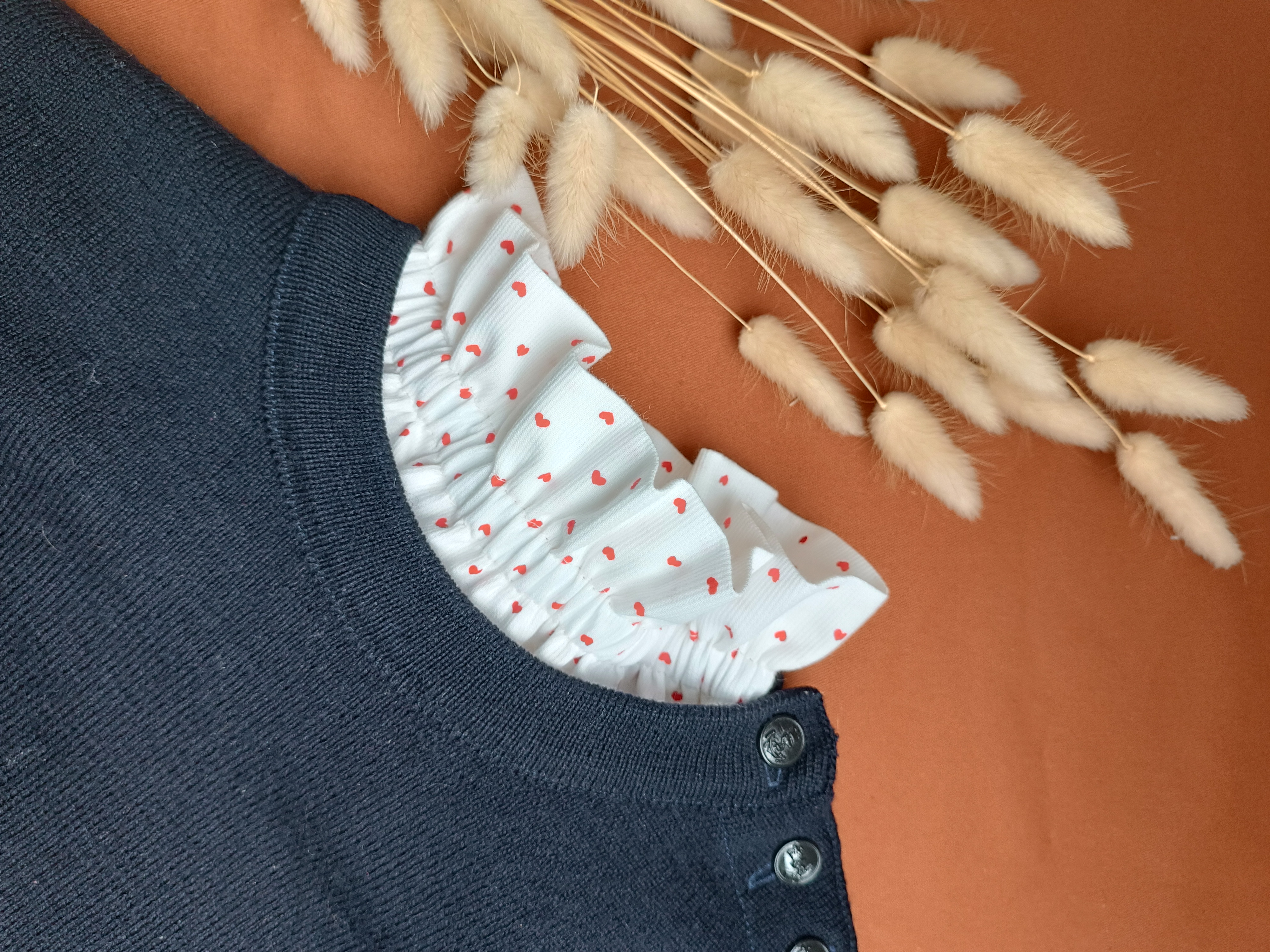 Col victorien amovible coeurs