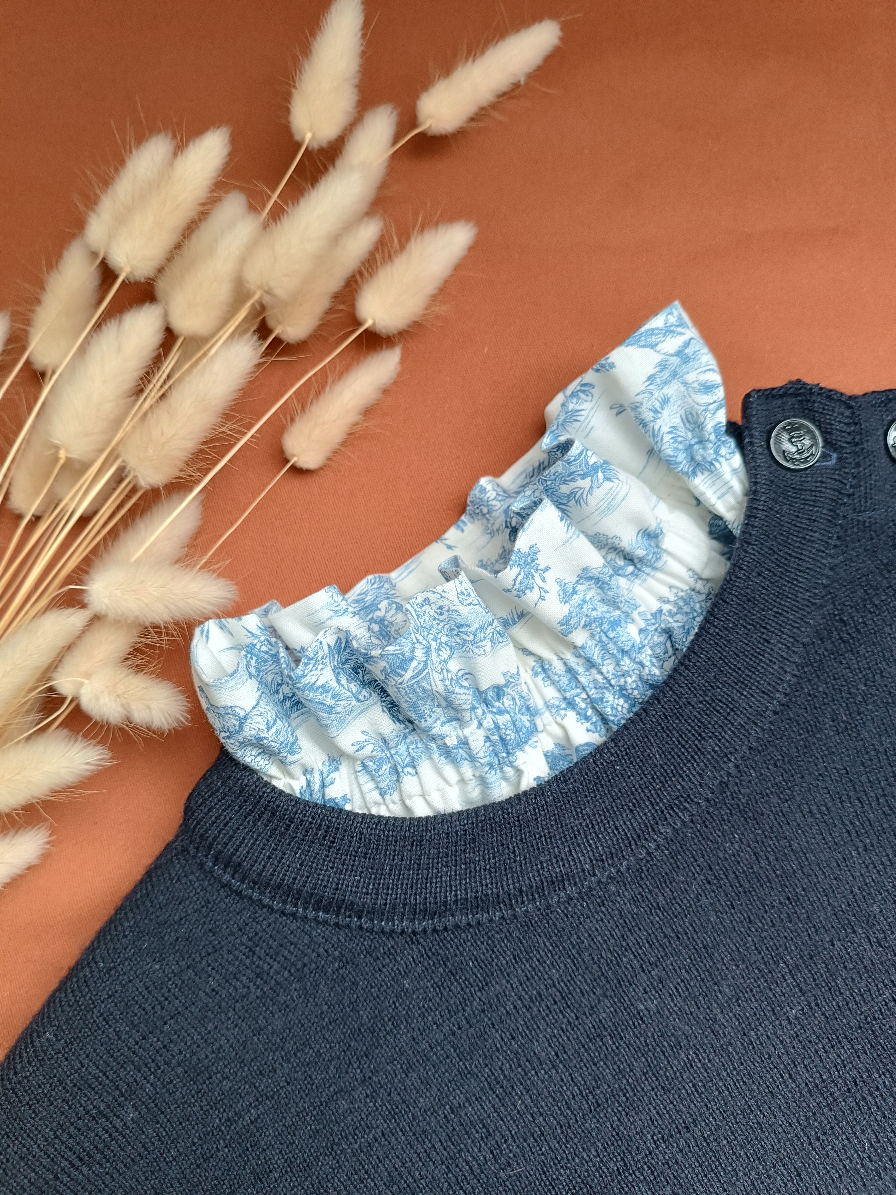 Col victorien amovible toile de jouy