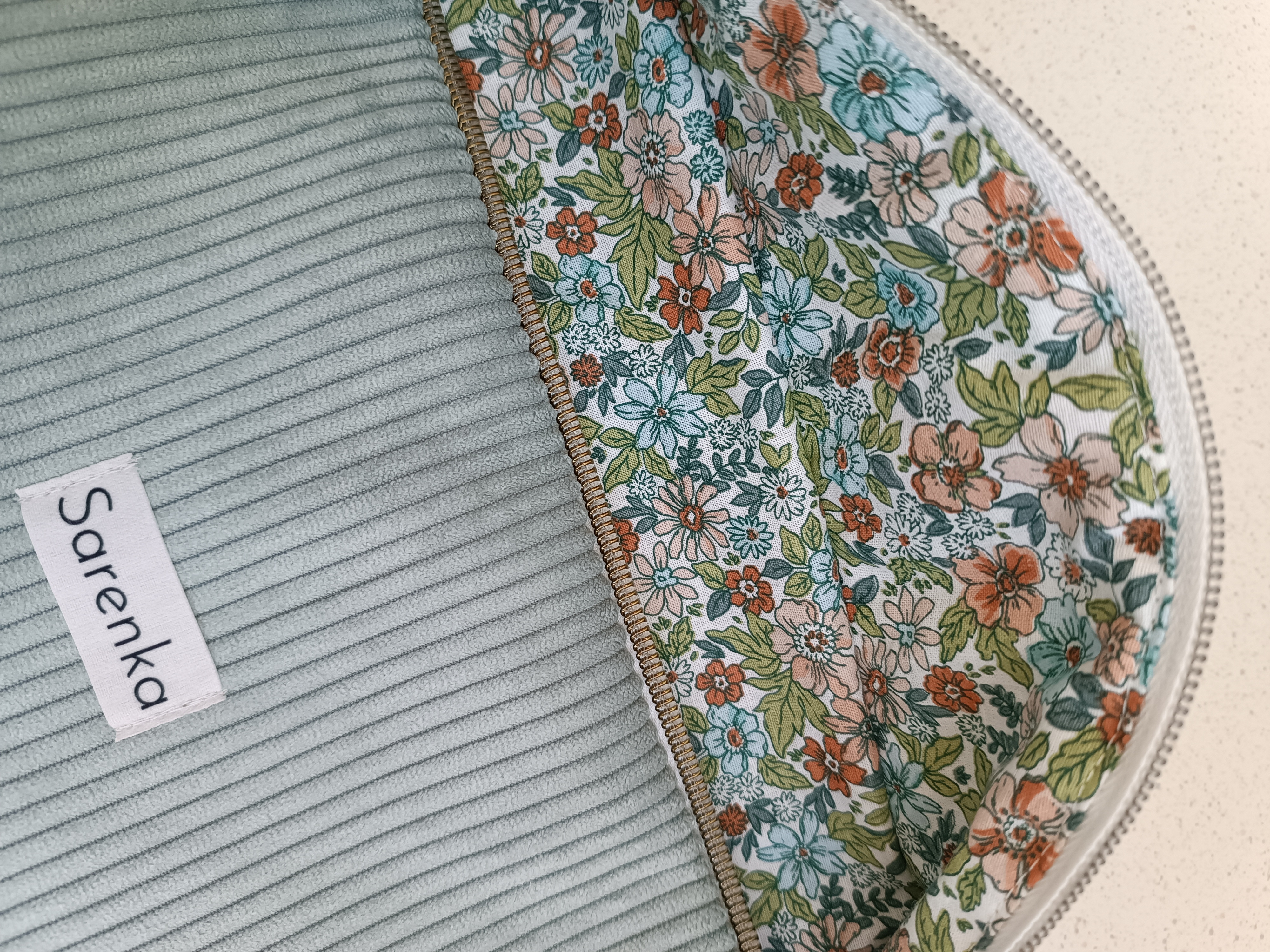 Sac Banane - Velours - Les unies - Ivoire / Vert d'eau