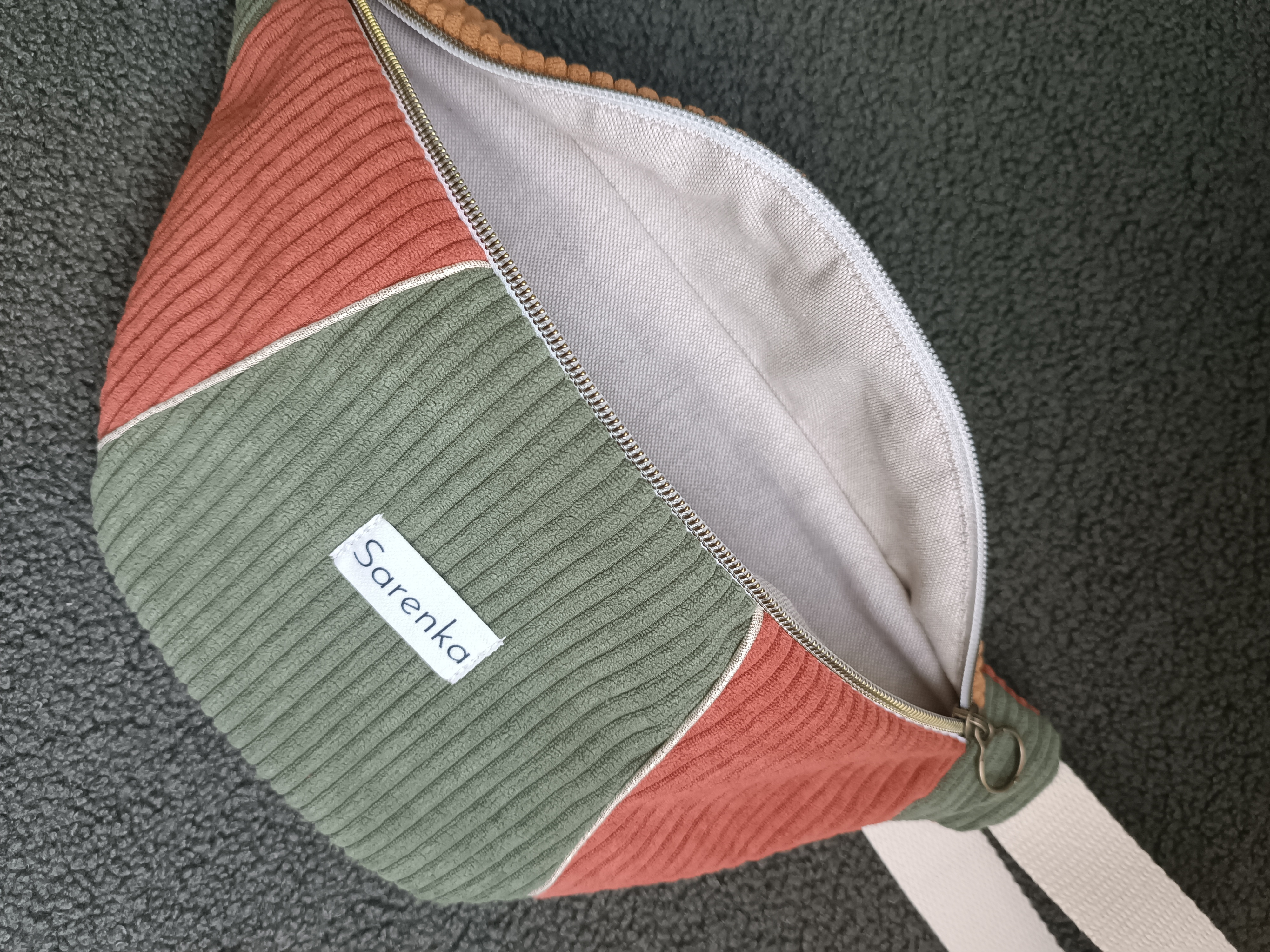 Sac Banane - Velours - la Triptyque - Terracotta/ Kaki / Camel