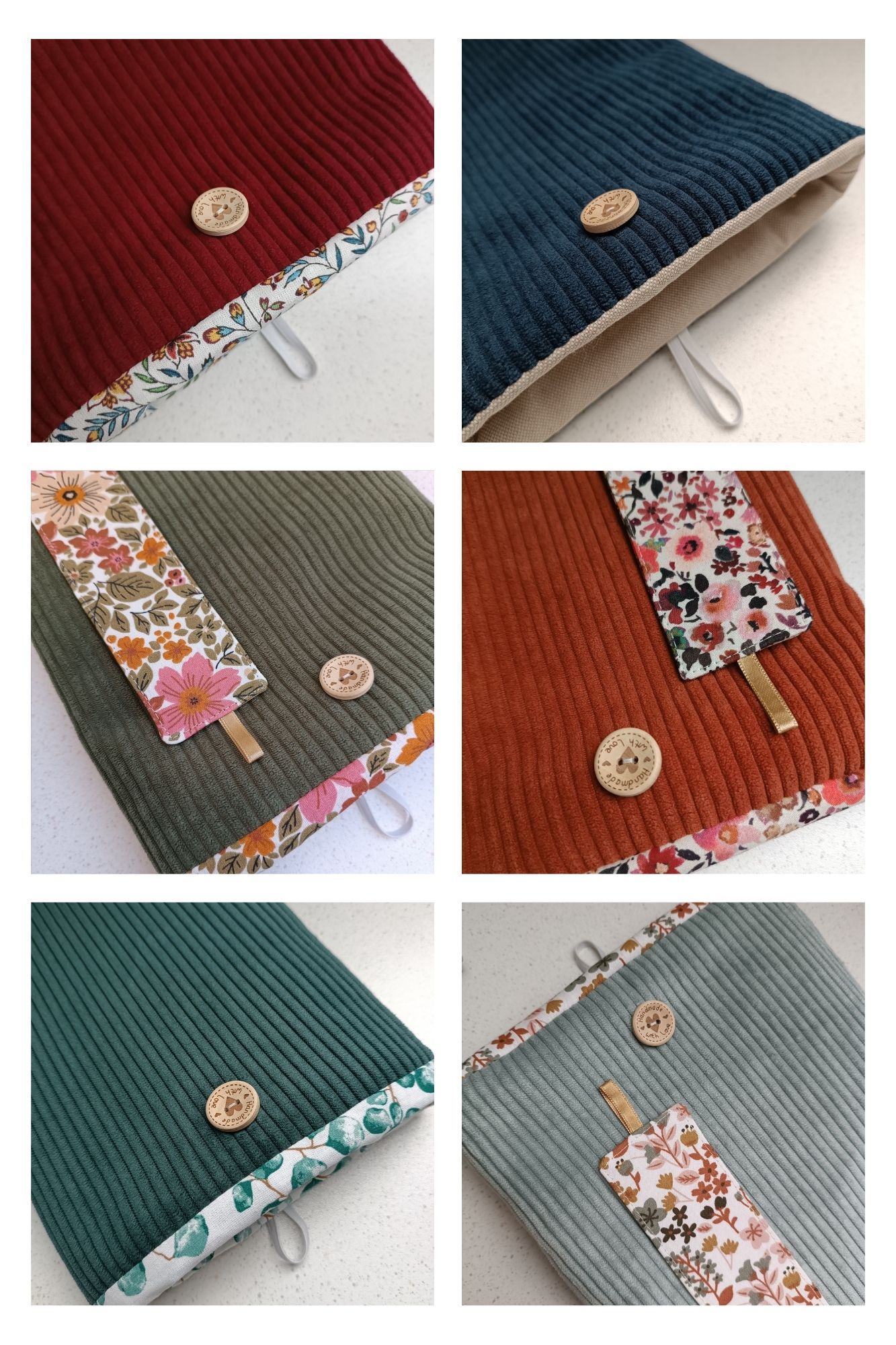Pochette pour livre en velours côtelé - personnalisé