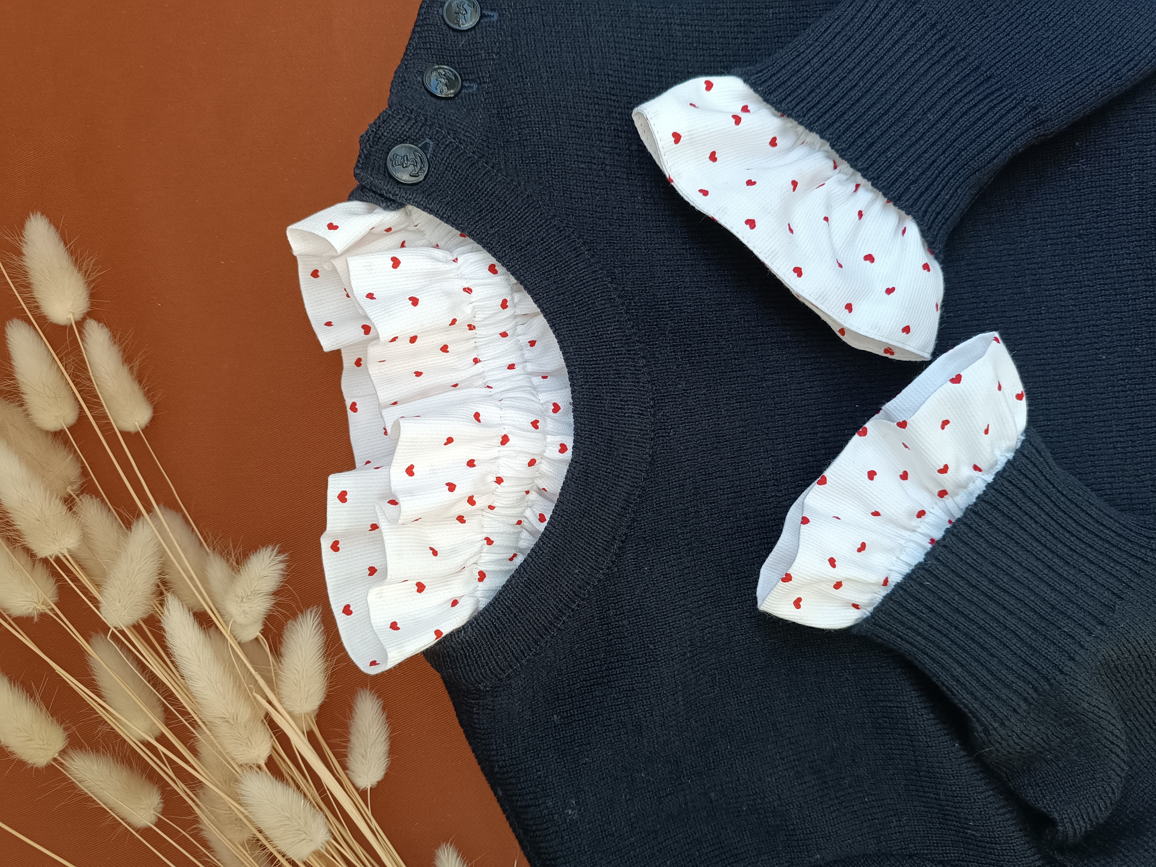 Col victorien amovible coeurs