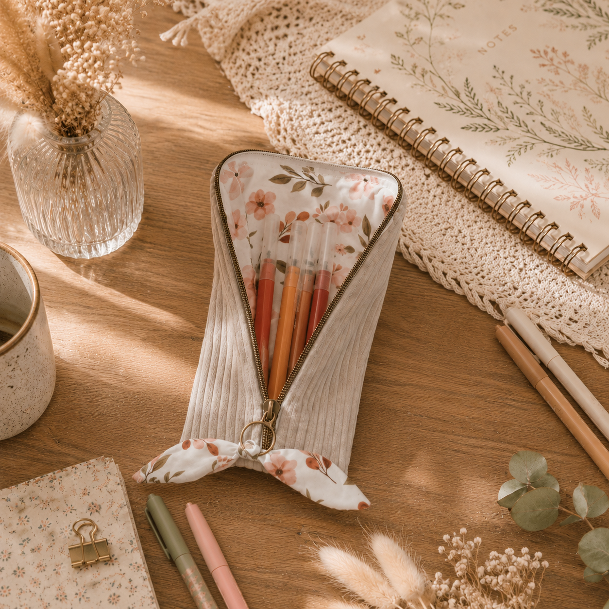 Trousse d'école personnalisée en velours côtelé 