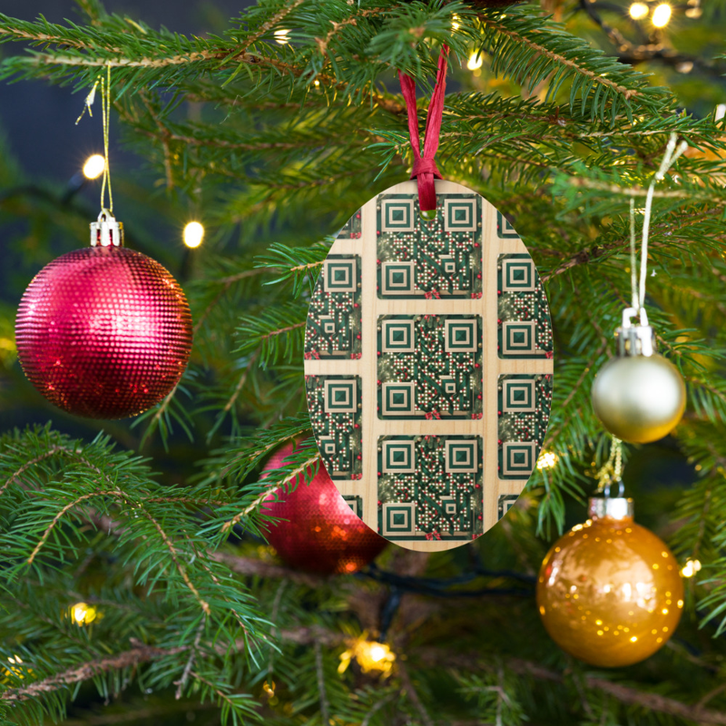 Interactive QR Christmas Wooden Ornaments