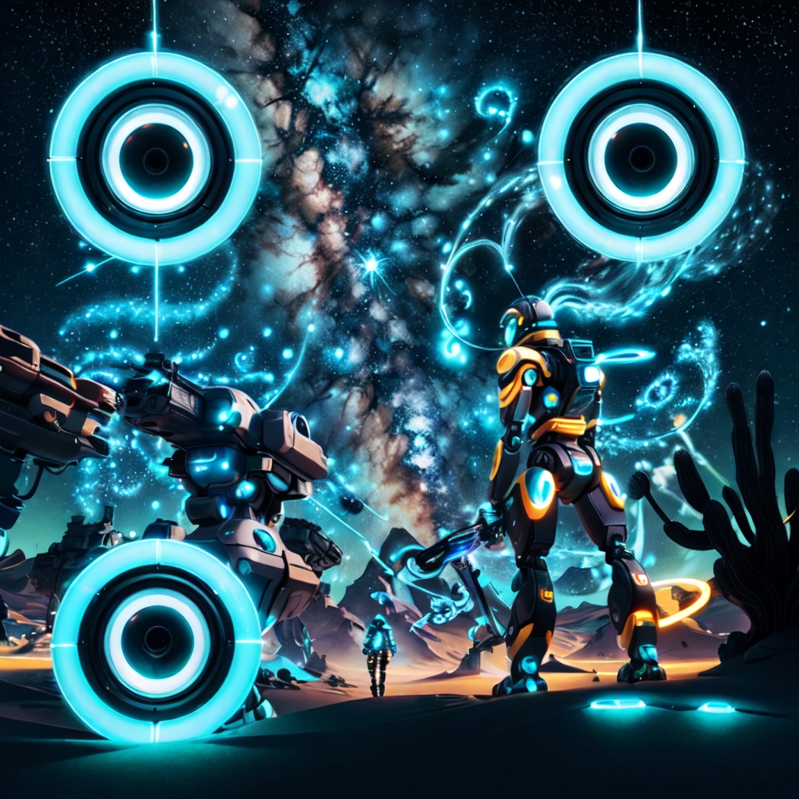 Futuristic Odyssey: A Lone Wanderer on a QR Code Adventure