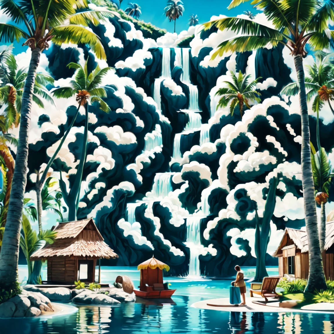 Escape to Serenity with Downloadable Waterfall QR Code Art