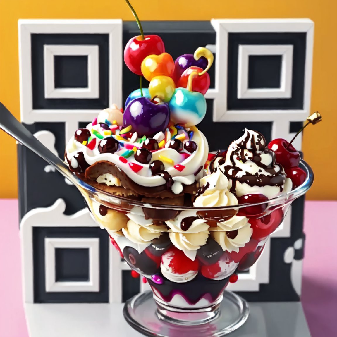 Ice Cream Dessert QR code in Enchanted Colors
