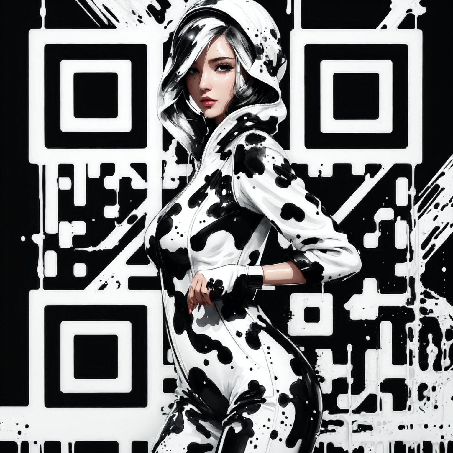 Black & White QR Code Fashion Art