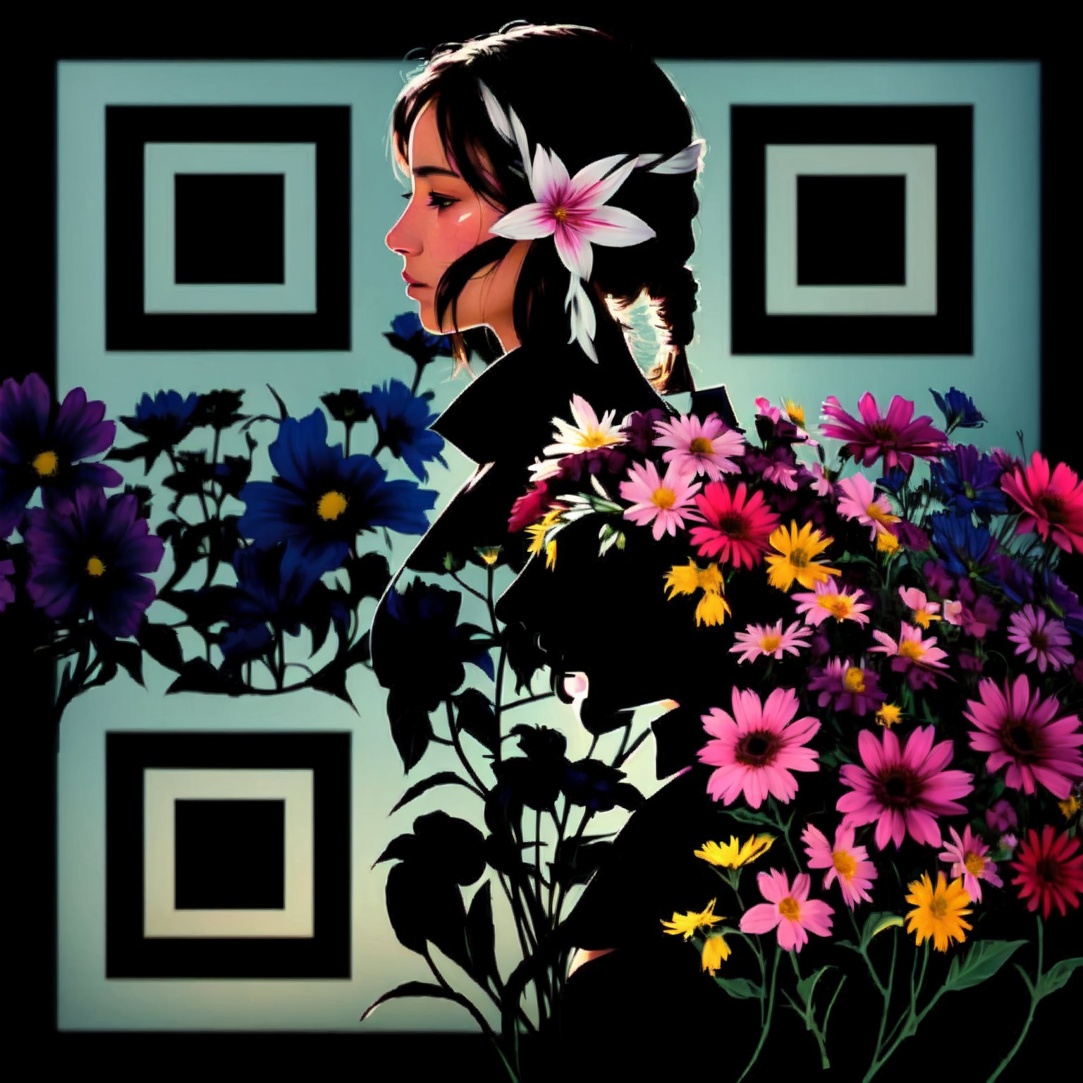 Floral QR Art Portrait 