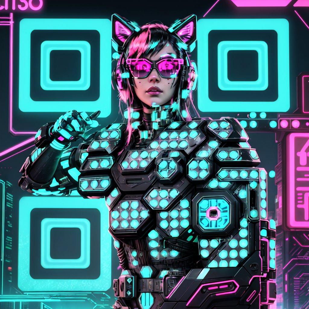 Cyberpunk QR code tech art