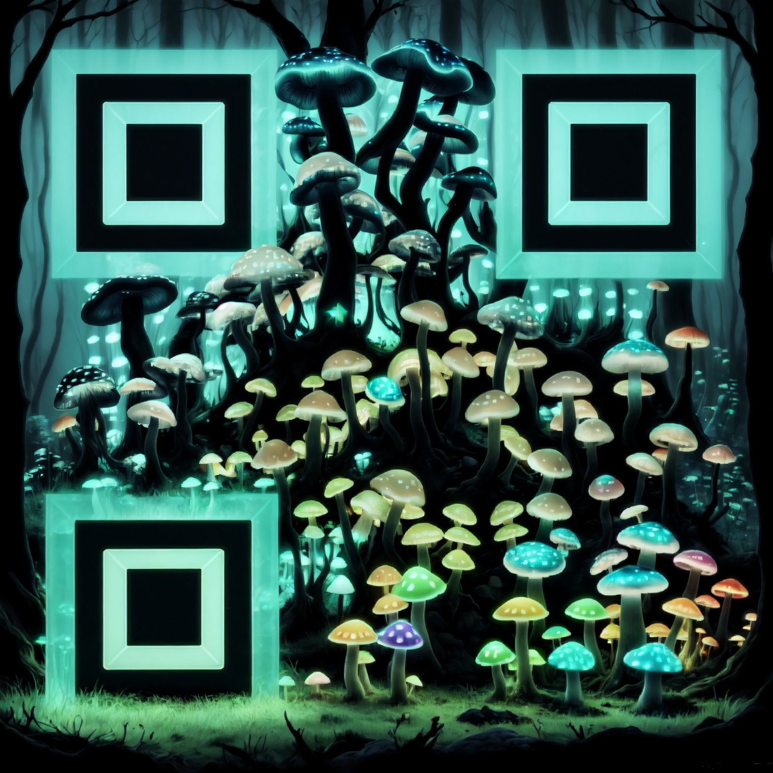 Bioluminescent Mushroom QR Code
