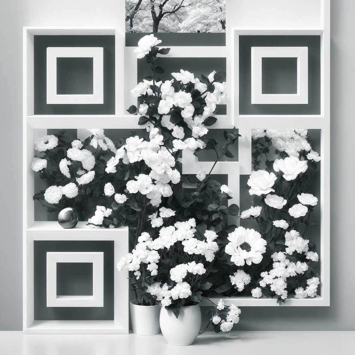 White Floral QR code