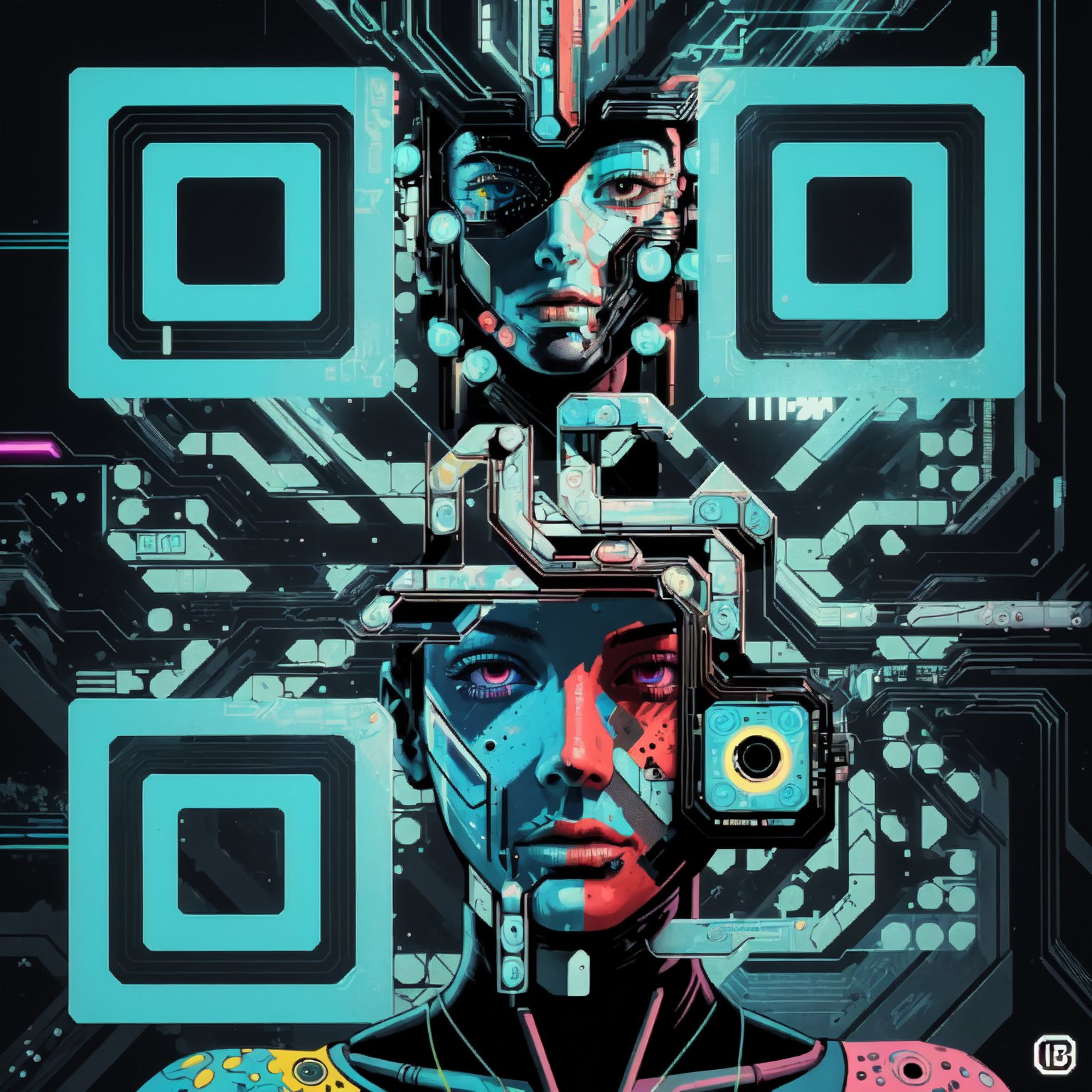 Vibrant Cyberpunk Pop-Art QR code