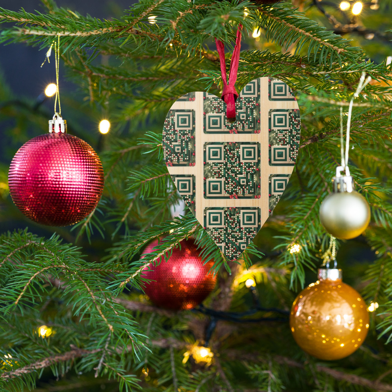 Interactive QR Christmas Wooden Ornaments