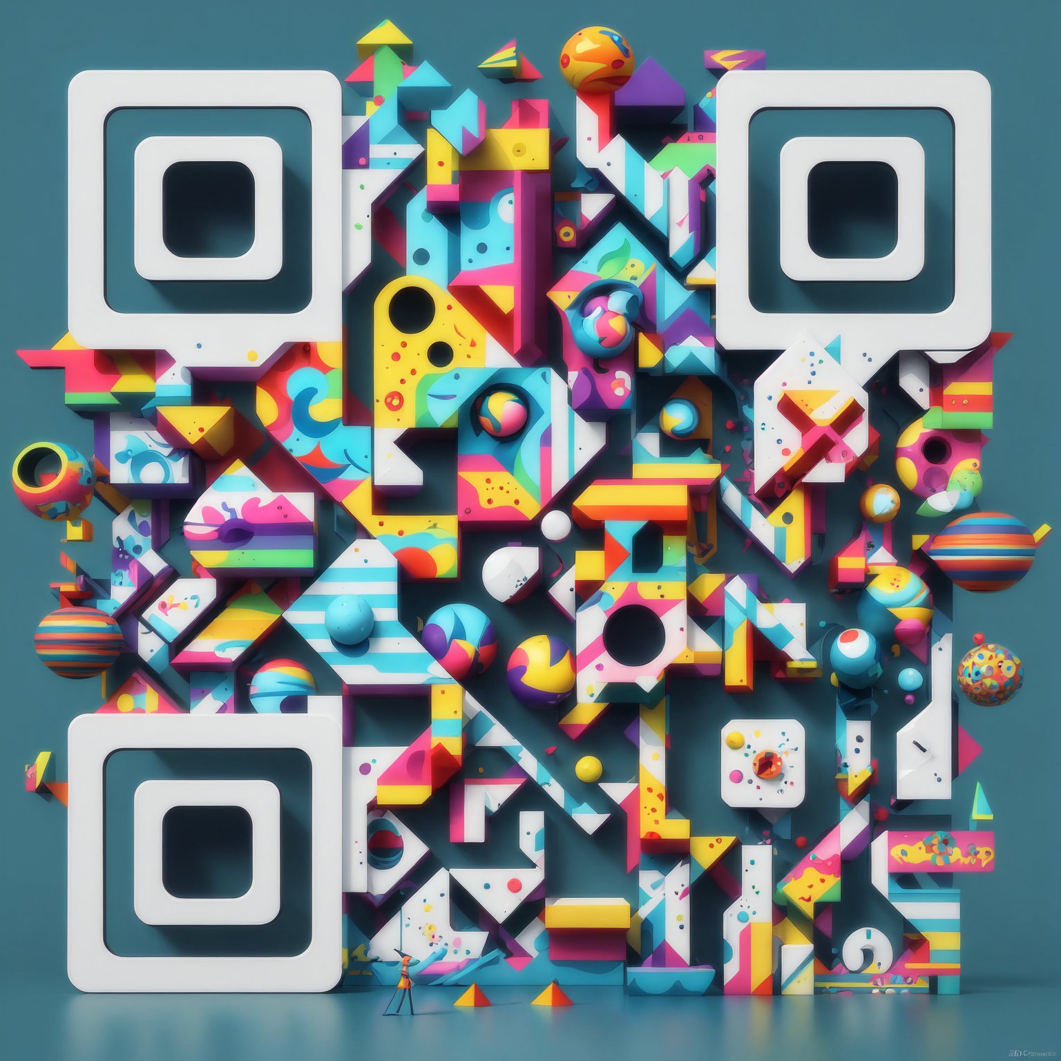 Colorful Abstract Shapes Art QR Code