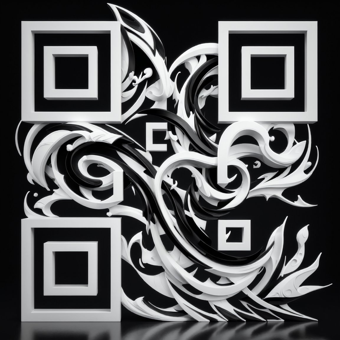 Black & White Flow – Artistic QR Code