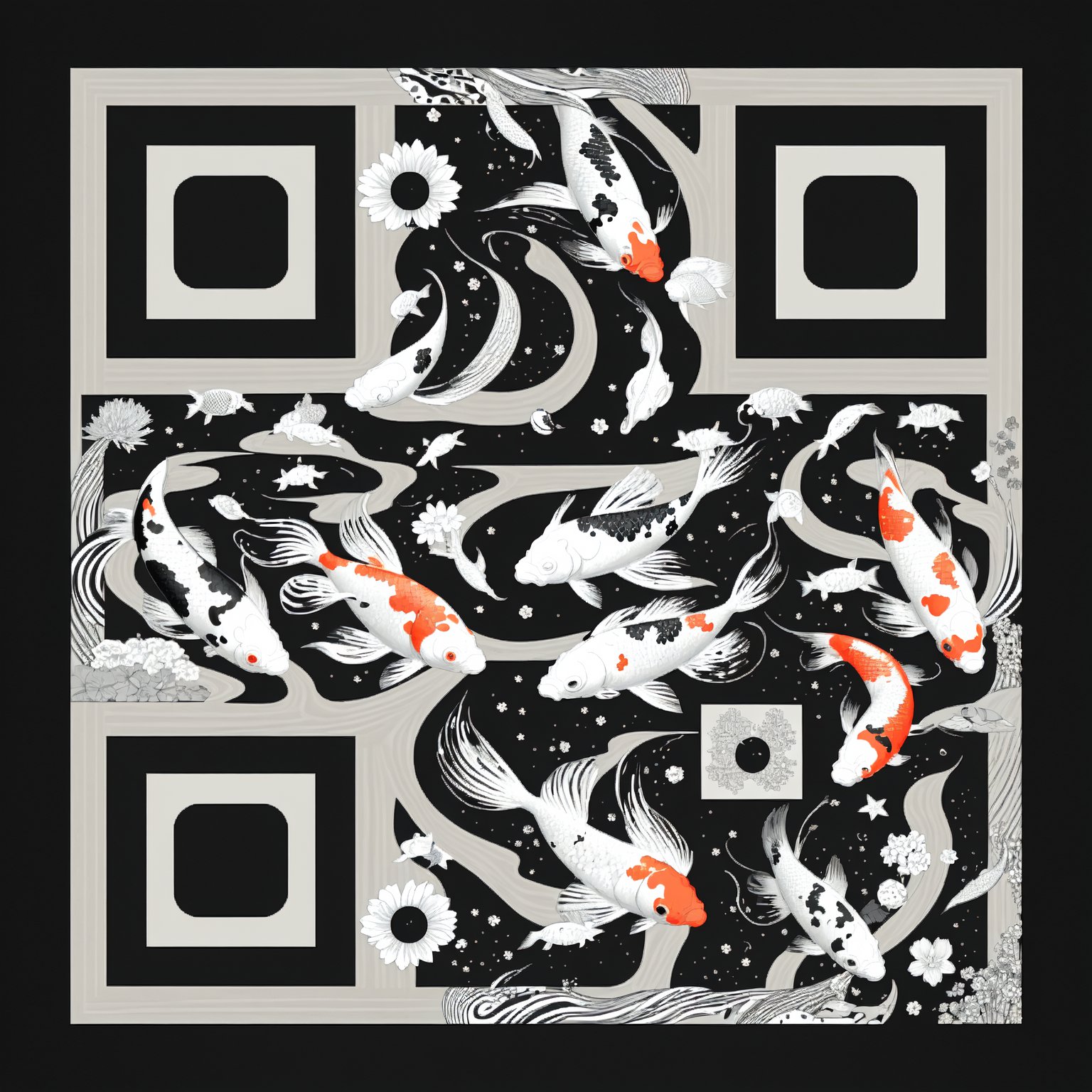 Koi Fish QR code Art 